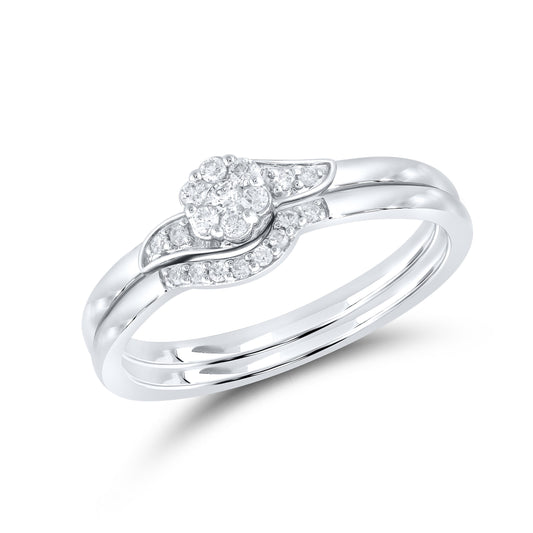 10k white gold 0.15ctw Diamond Bridal duo set