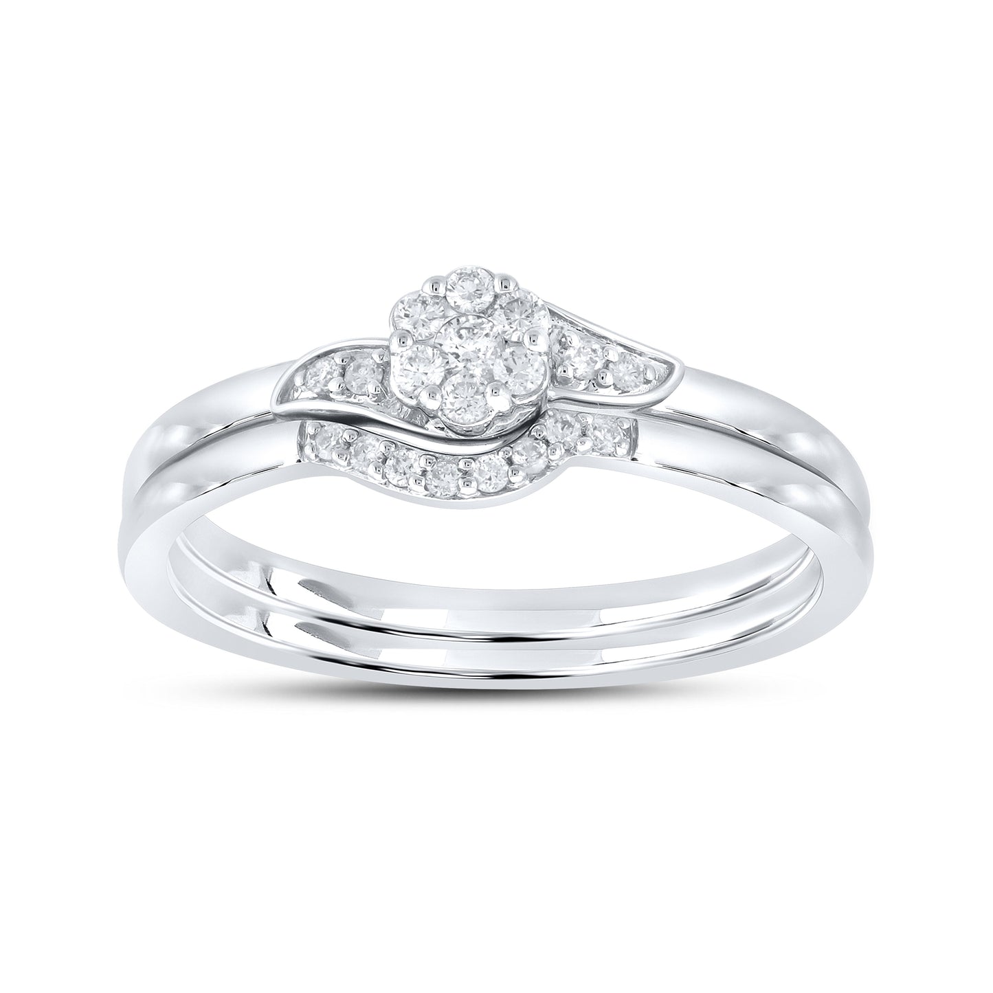 10k white gold 0.15ctw Diamond Bridal duo set