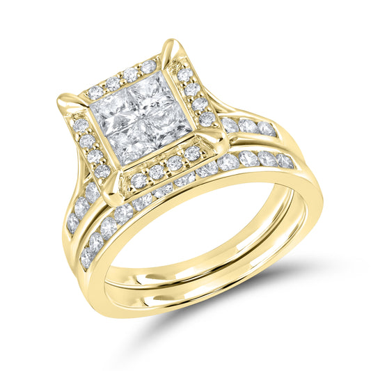 14k Yellow Gold 1.50 CTW Diamond bridal Ring Set