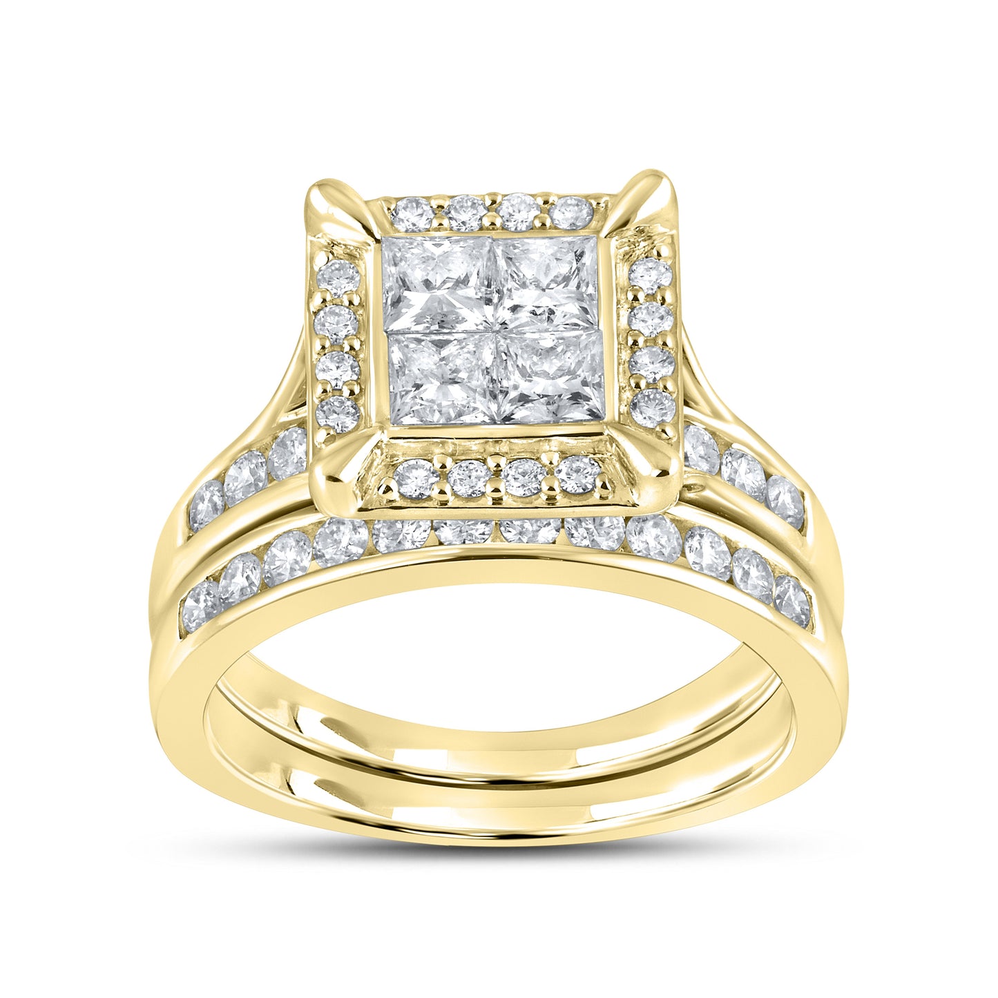 14k Yellow Gold 1.50 CTW Diamond bridal Ring Set