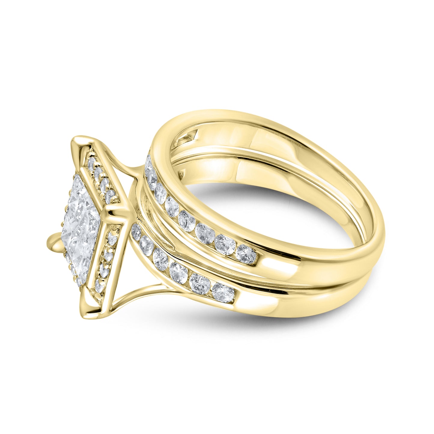 14k Yellow Gold 1.50 CTW Diamond bridal Ring Set
