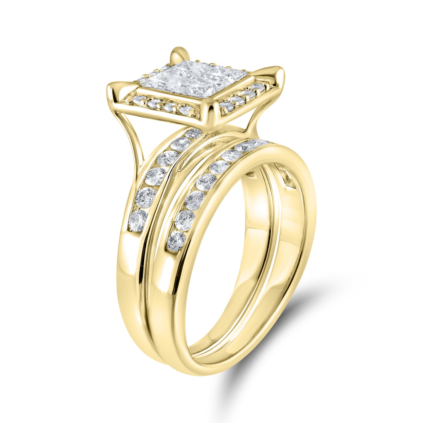 14k Yellow Gold 1.50 CTW Diamond bridal Ring Set