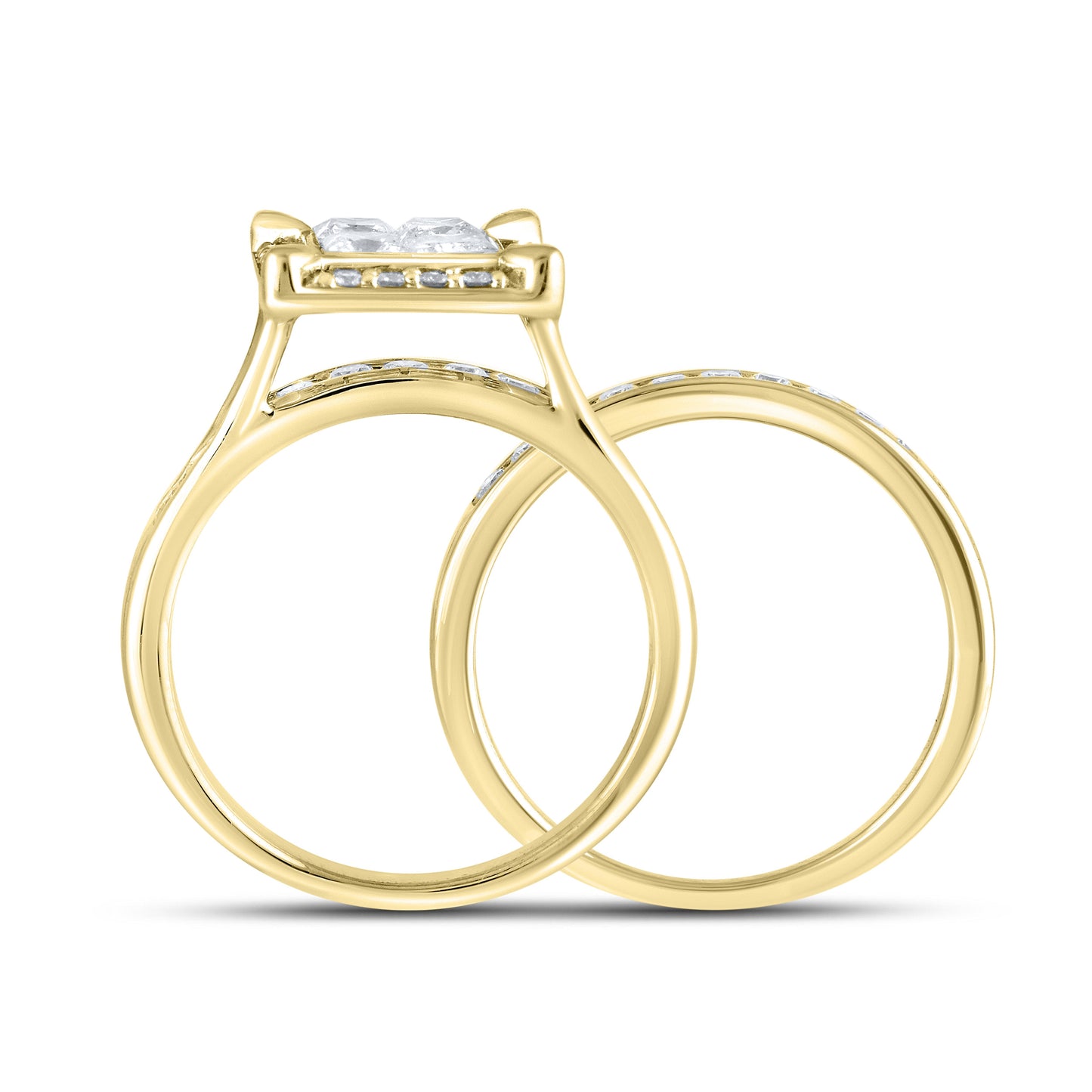 14k Yellow Gold 1.50 CTW Diamond bridal Ring Set