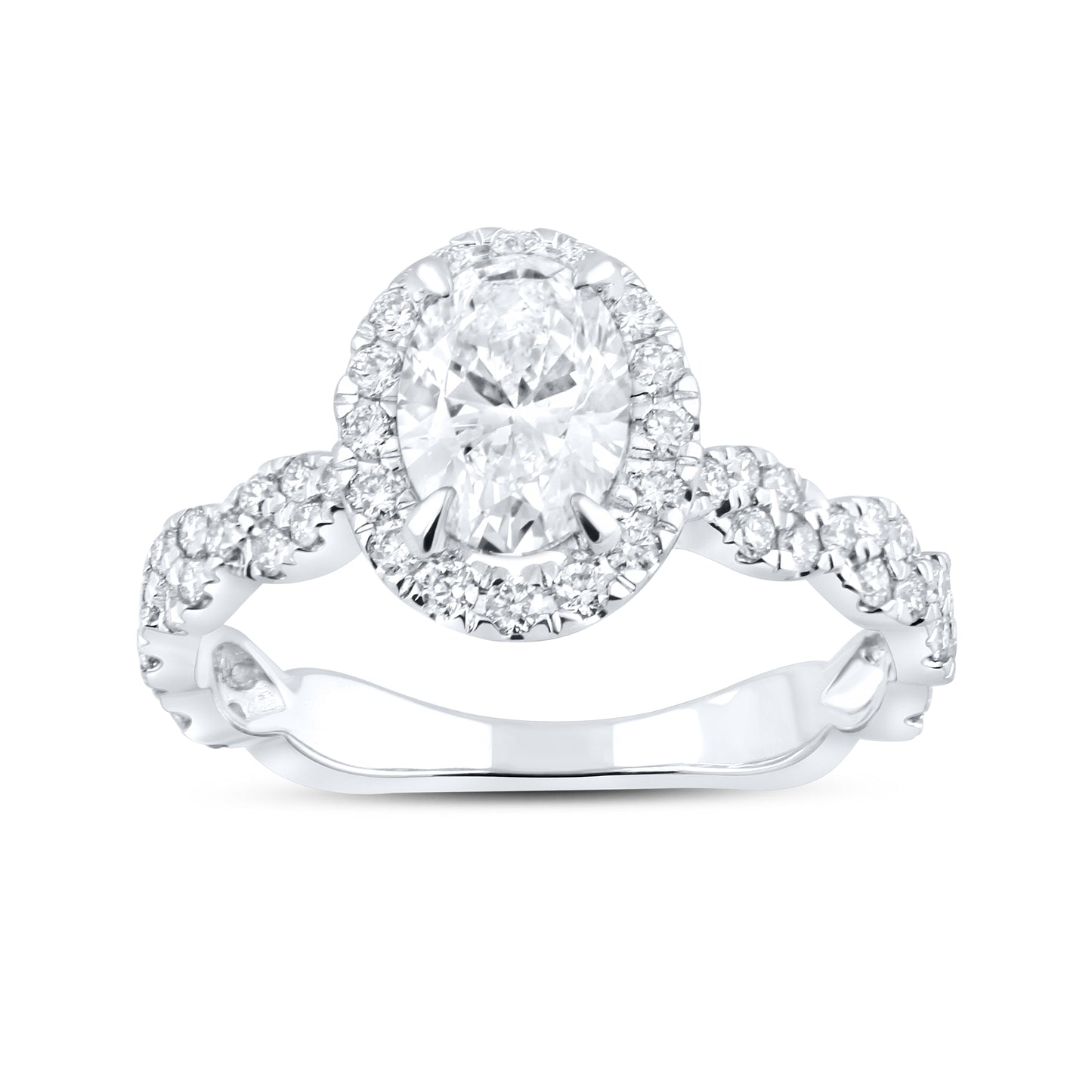 14kt White Gold 2 CTW Oval Lab Diamond Ring