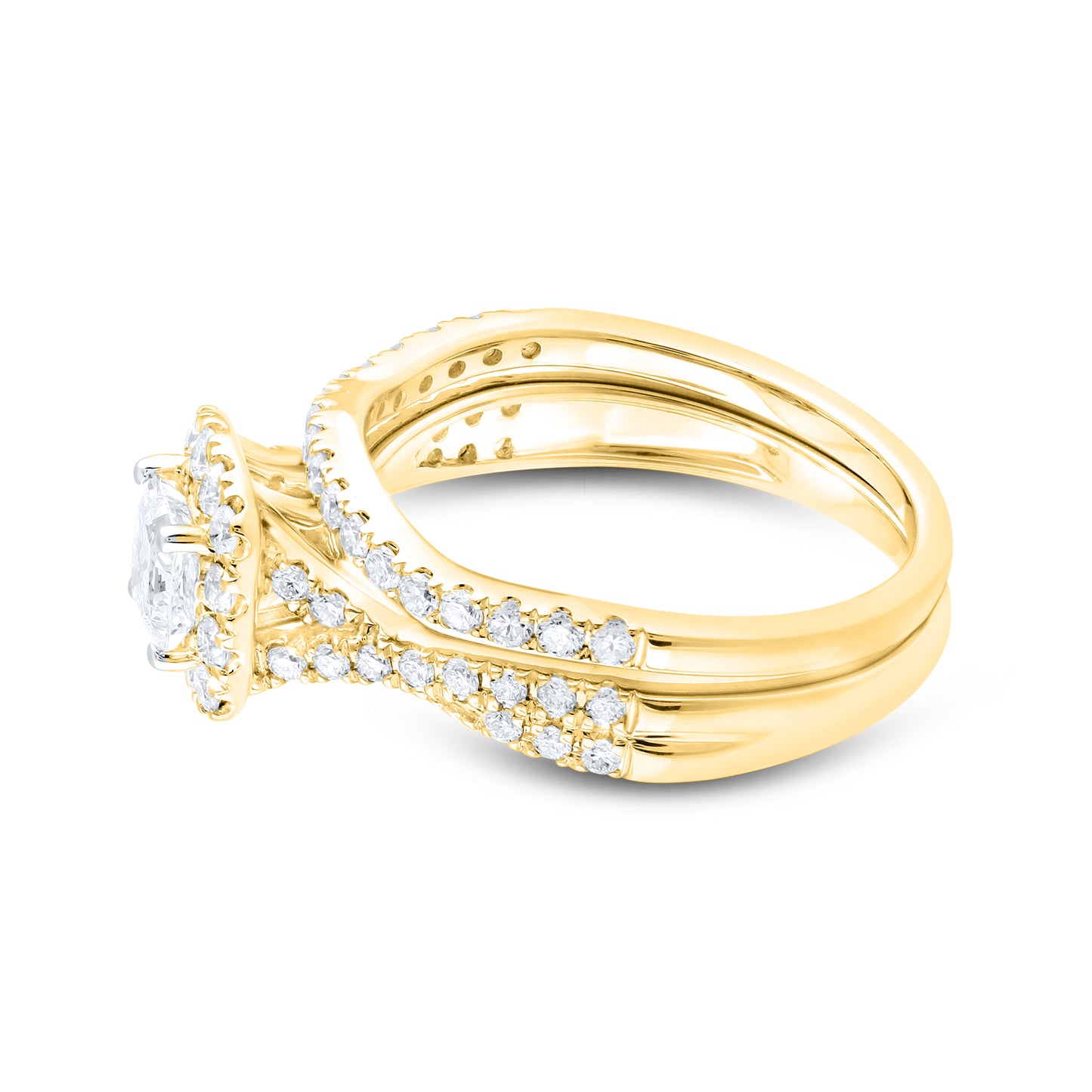 14kt Yellow Gold 1.21 CTW  Lab Diamond Bridal Ring Set
