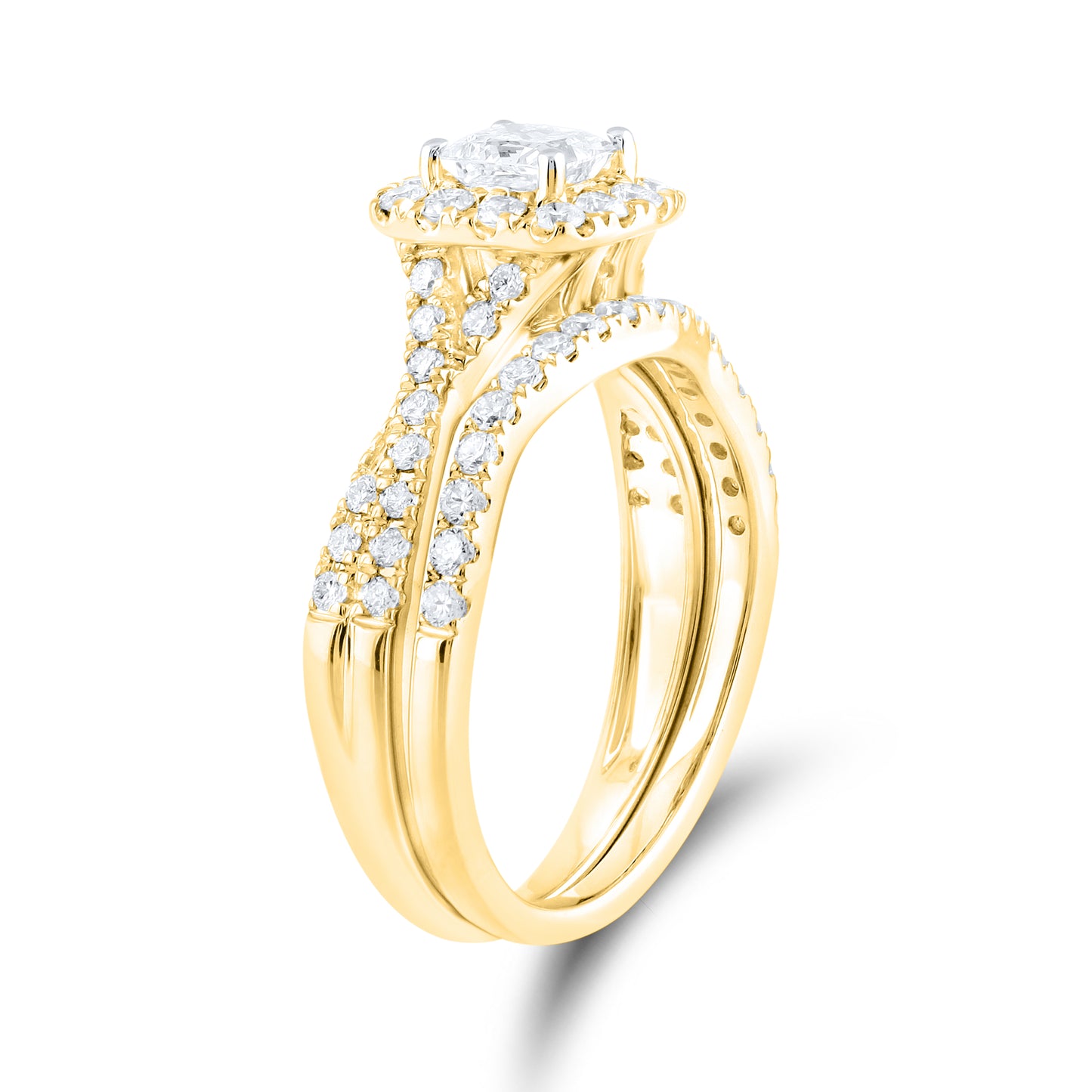 14kt Yellow Gold 1.21 CTW  Lab Diamond Bridal Ring Set
