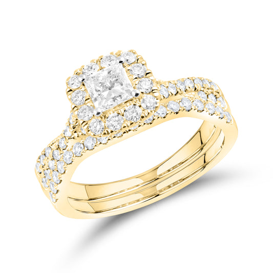 14kt Yellow Gold 1.21 CTW  Lab Diamond Bridal Ring Set