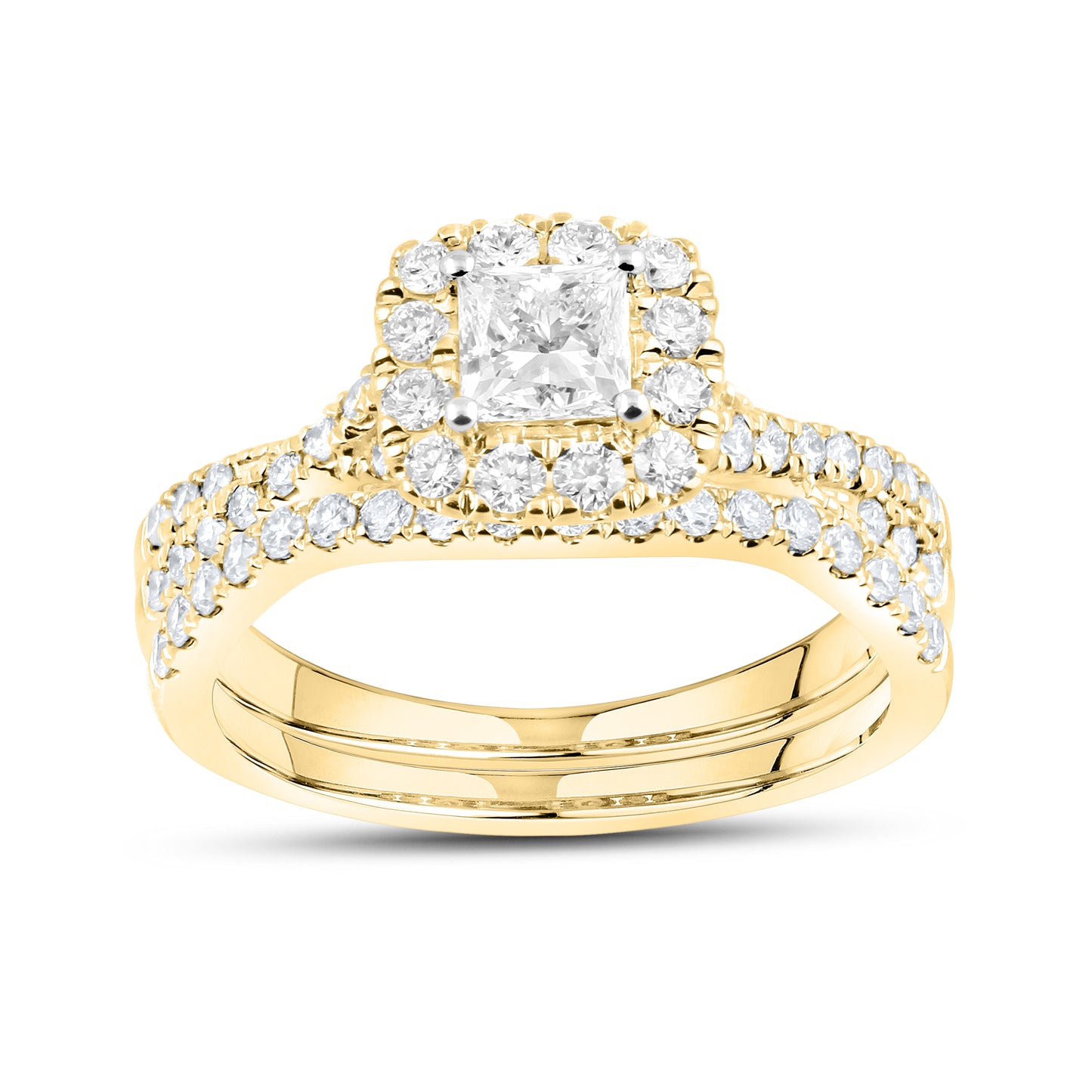 14kt Yellow Gold 1.21 CTW  Lab Diamond Bridal Ring Set