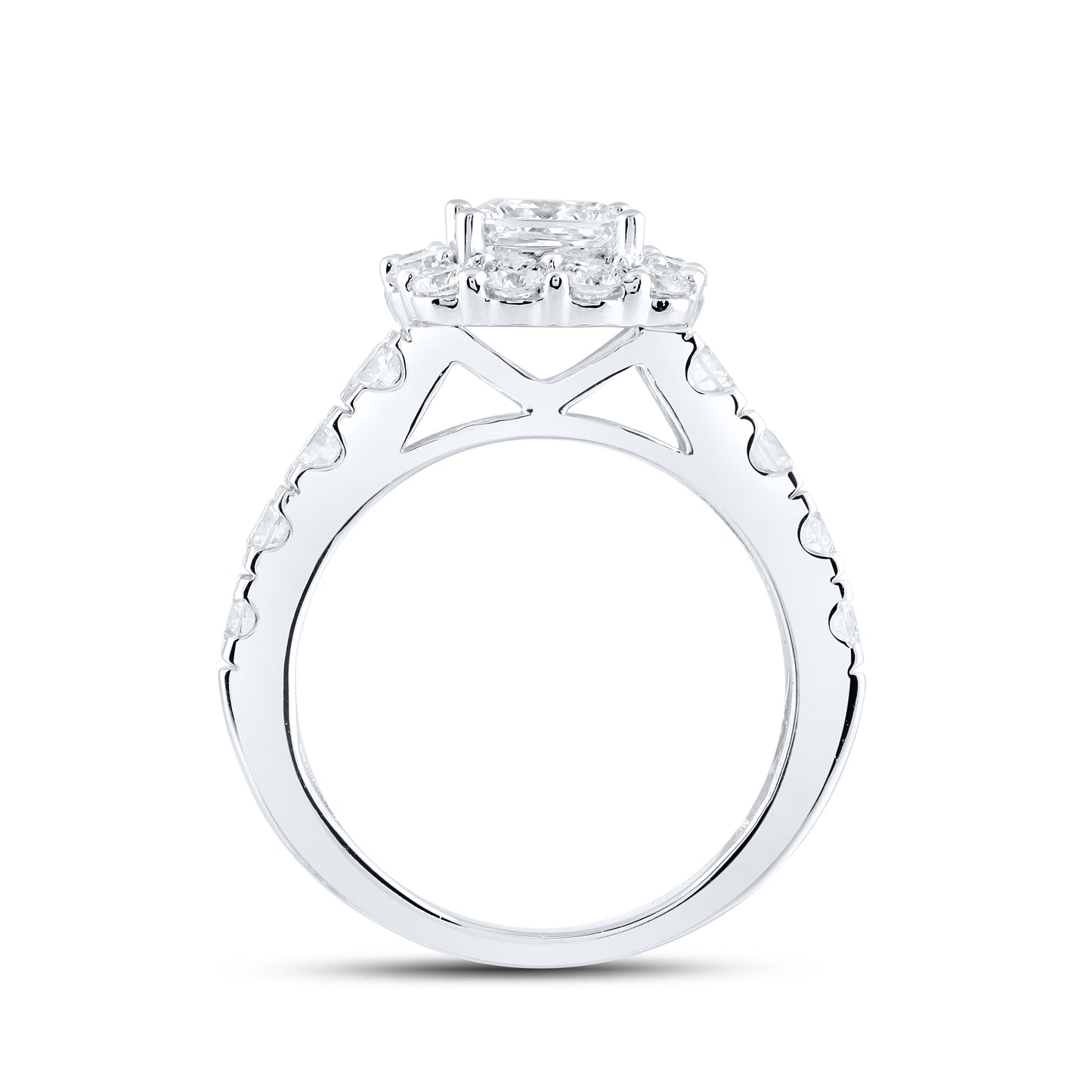 14kt White Gold 3.5 CTW Princess Square Lab Diamond Engagement Bridal Ring Set