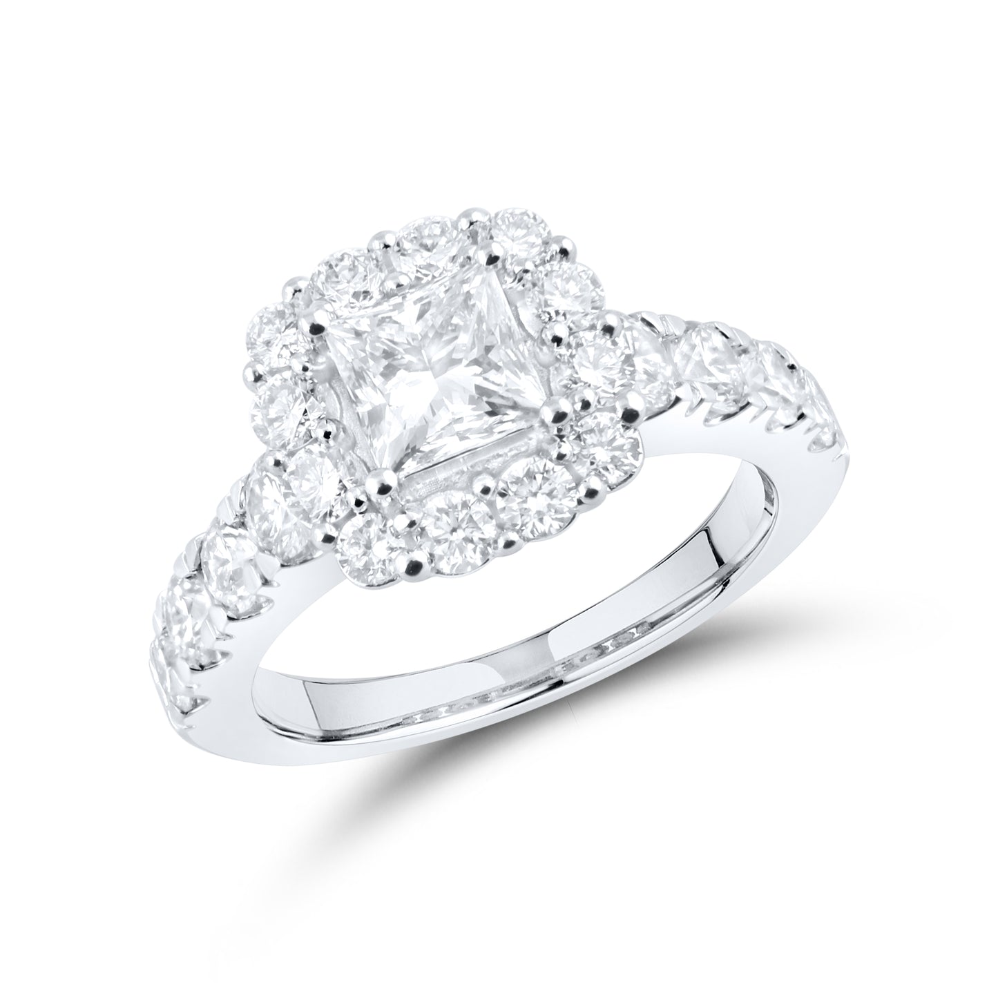 14kt White Gold 3.5 CTW Princess Square Lab Diamond Engagement Bridal Ring Set
