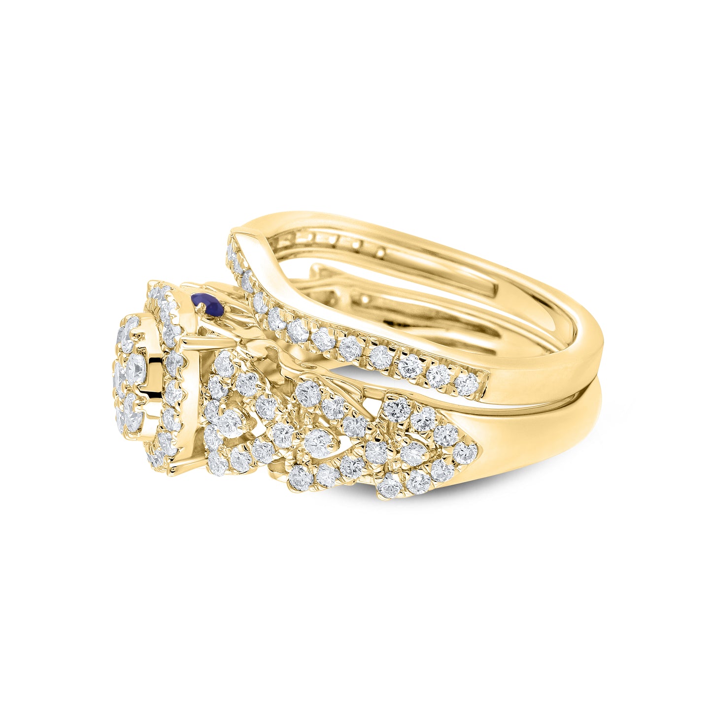 14kt Yellow Gold 1.25 CTW  Lab Diamond Bridal Ring Set