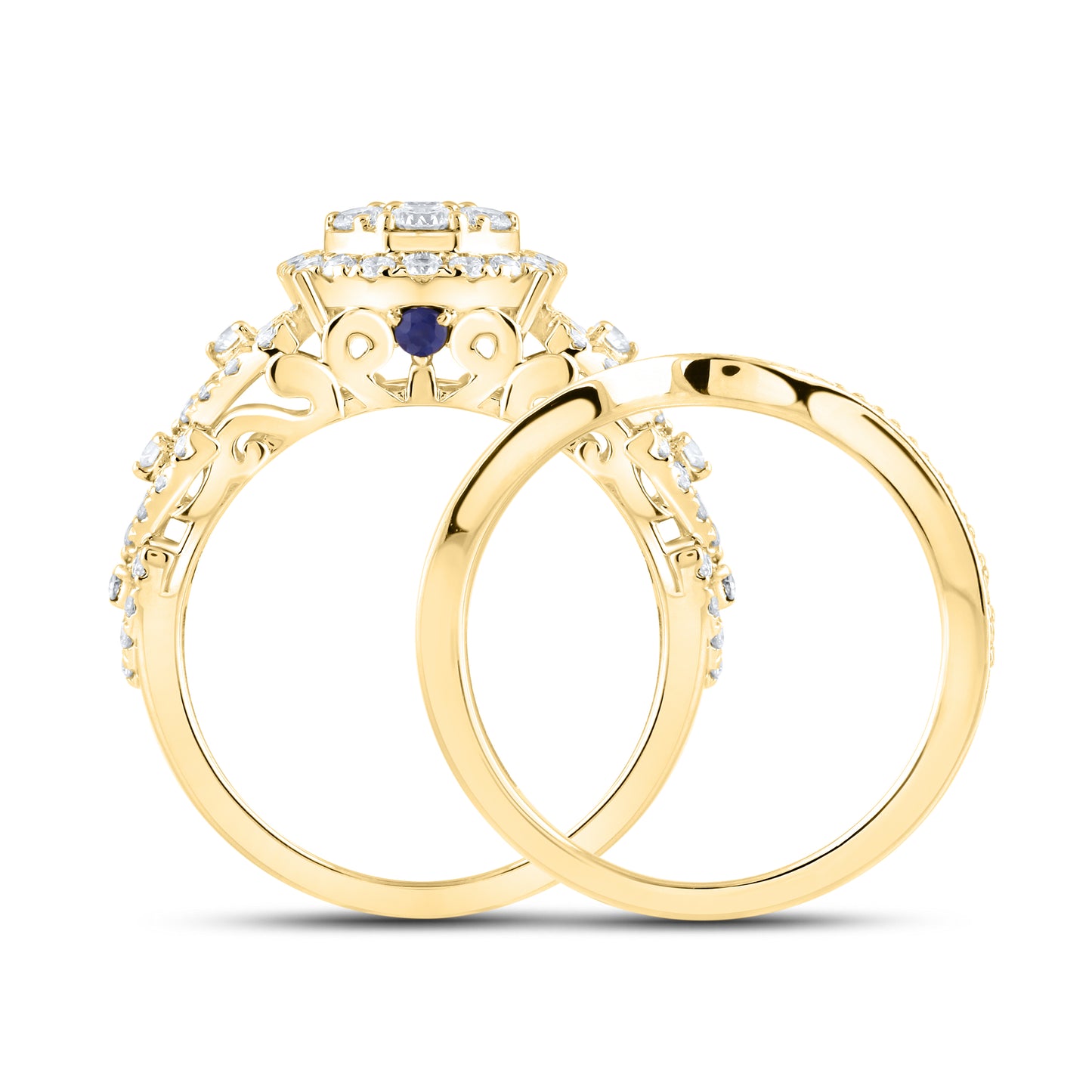 14kt Yellow Gold 1.25 CTW  Lab Diamond Bridal Ring Set