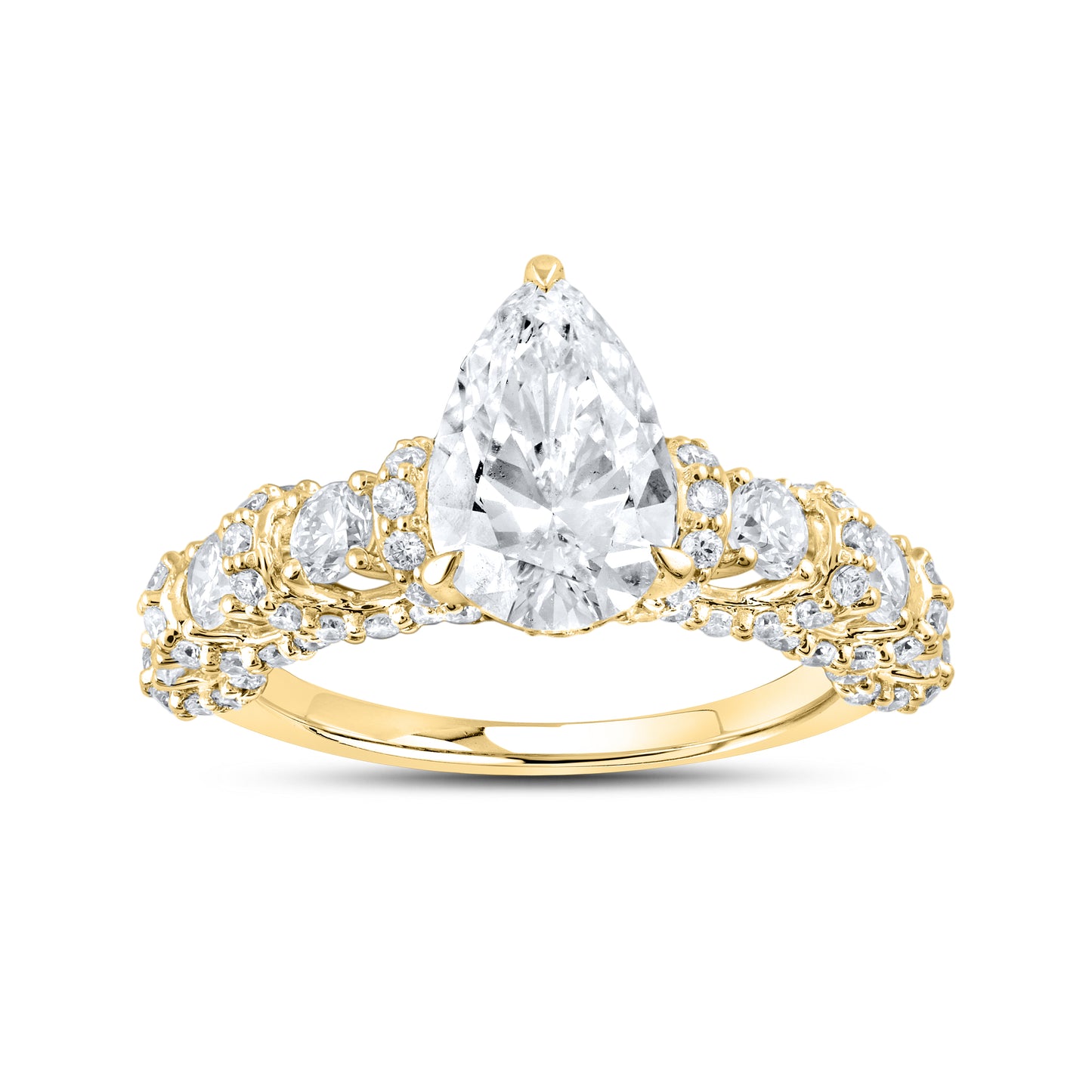 14kt Yellow Gold 3.55 CTW Teardrop Lab Diamond Ring