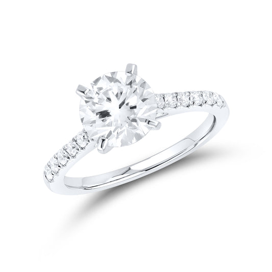 14kt White Gold 2.25 CTW Round Lab Diamond Ring