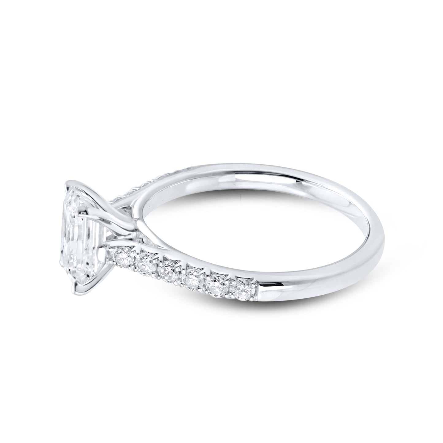 14kt White Gold 1.25 CTW Emerald Lab Diamond Engagement Ring