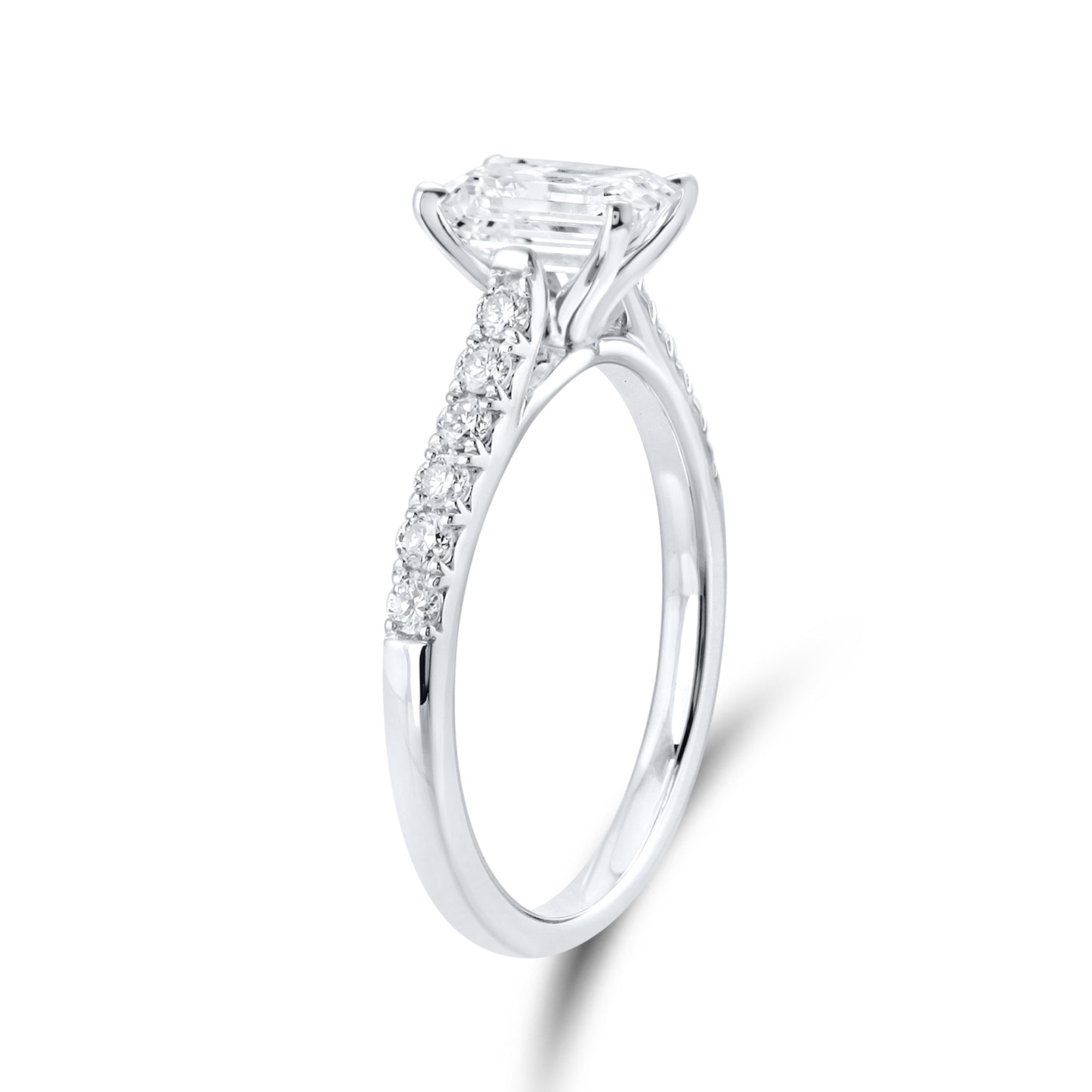 14kt White Gold 1.25 CTW Emerald Lab Diamond Engagement Ring
