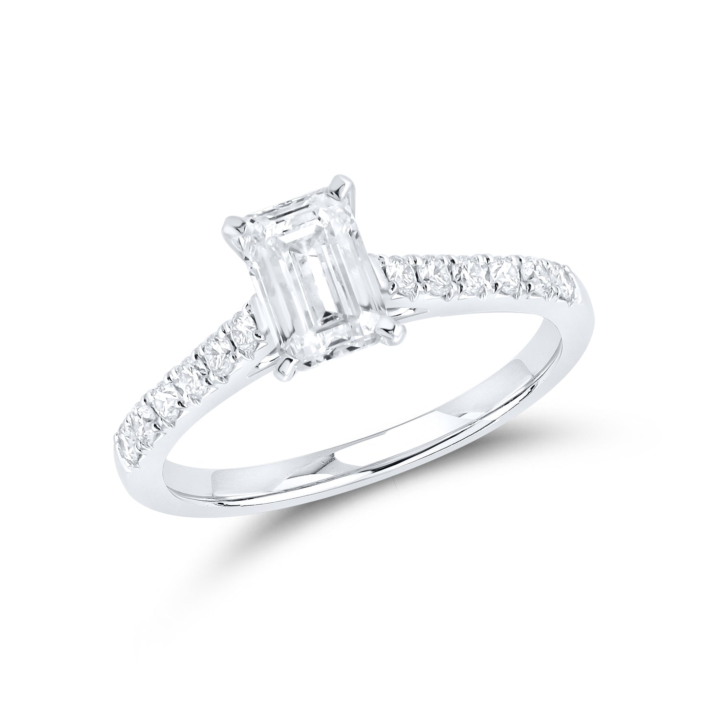 14kt White Gold 1.25 CTW Emerald Lab Diamond Engagement Ring