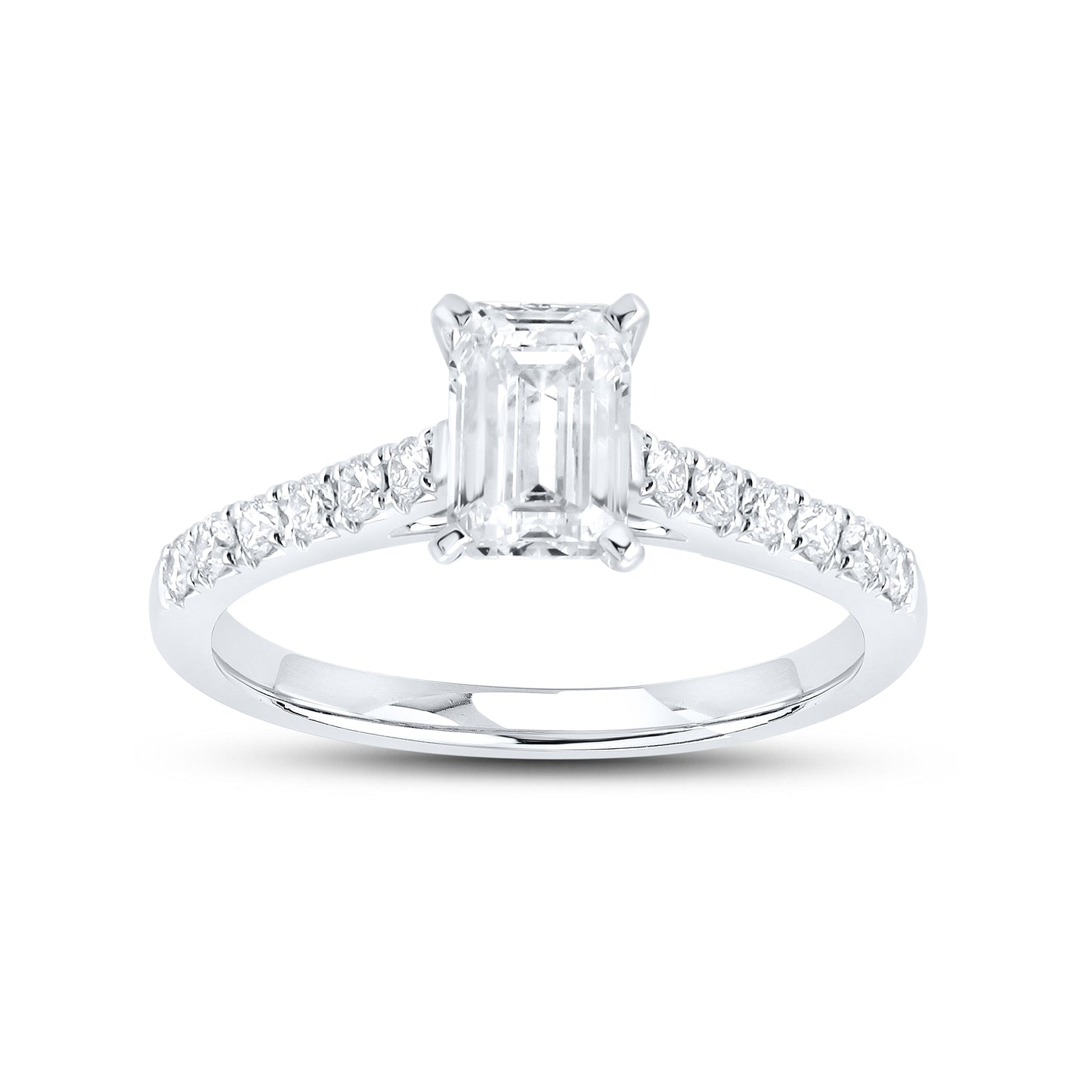 14kt White Gold 1.25 CTW Emerald Lab Diamond Engagement Ring