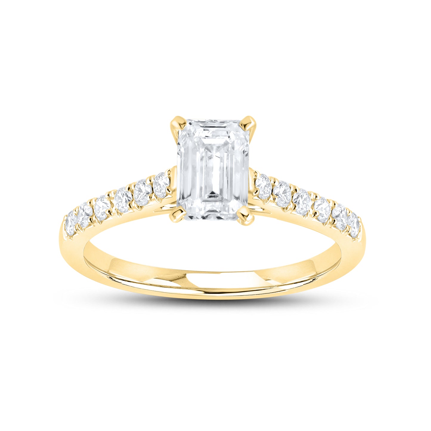 14kt Yellow Gold 1.25 CTW Emerald Lab Diamond Engagement Ring