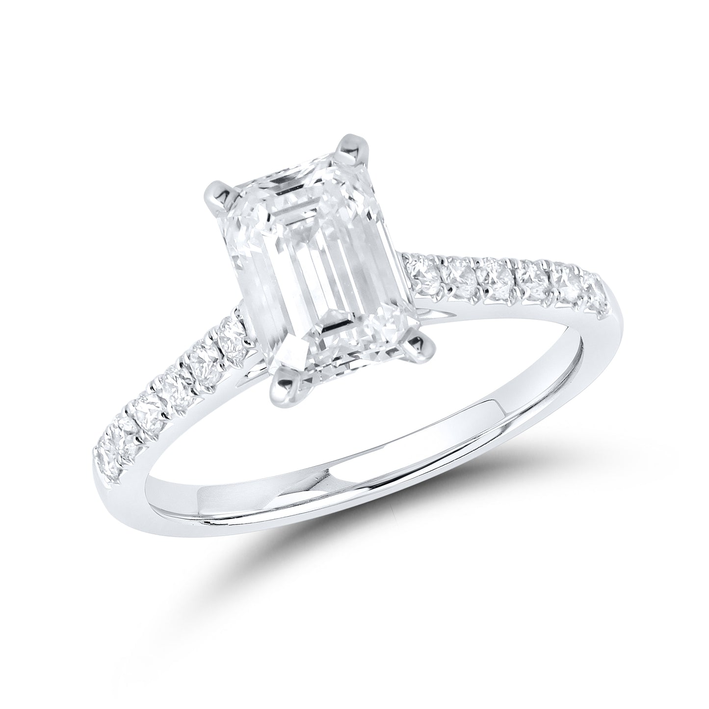 14kt White Gold 2 CTW Emerald Lab Diamond Engagement Ring