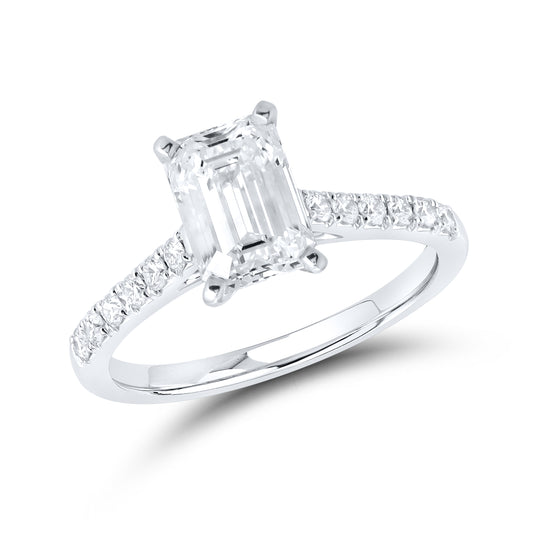 14kt White Gold 2 CTW Emerald Lab Diamond Engagement Ring