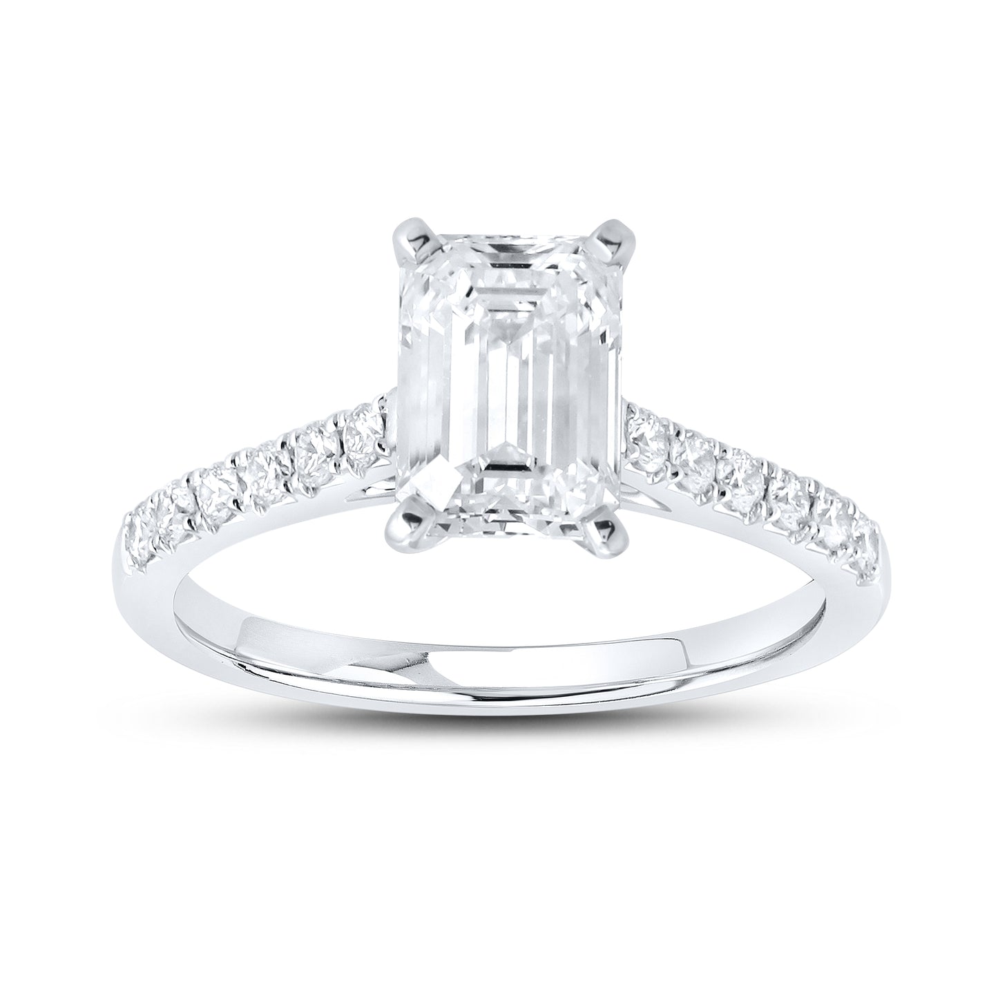 14kt White Gold 2 CTW Emerald Lab Diamond Engagement Ring