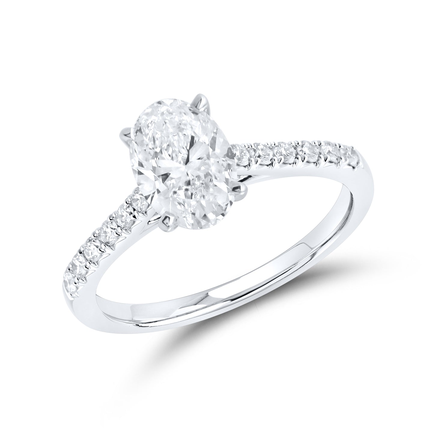 14kt White Gold 1.50 CTW Oval Lab Diamond Ring