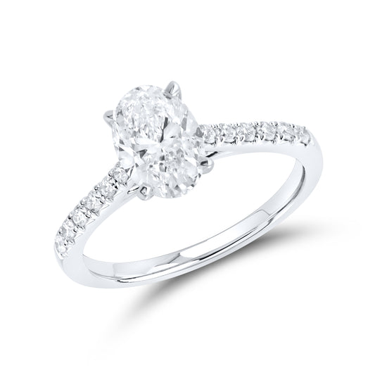 14kt White Gold 1.50 CTW Oval Lab Diamond Ring
