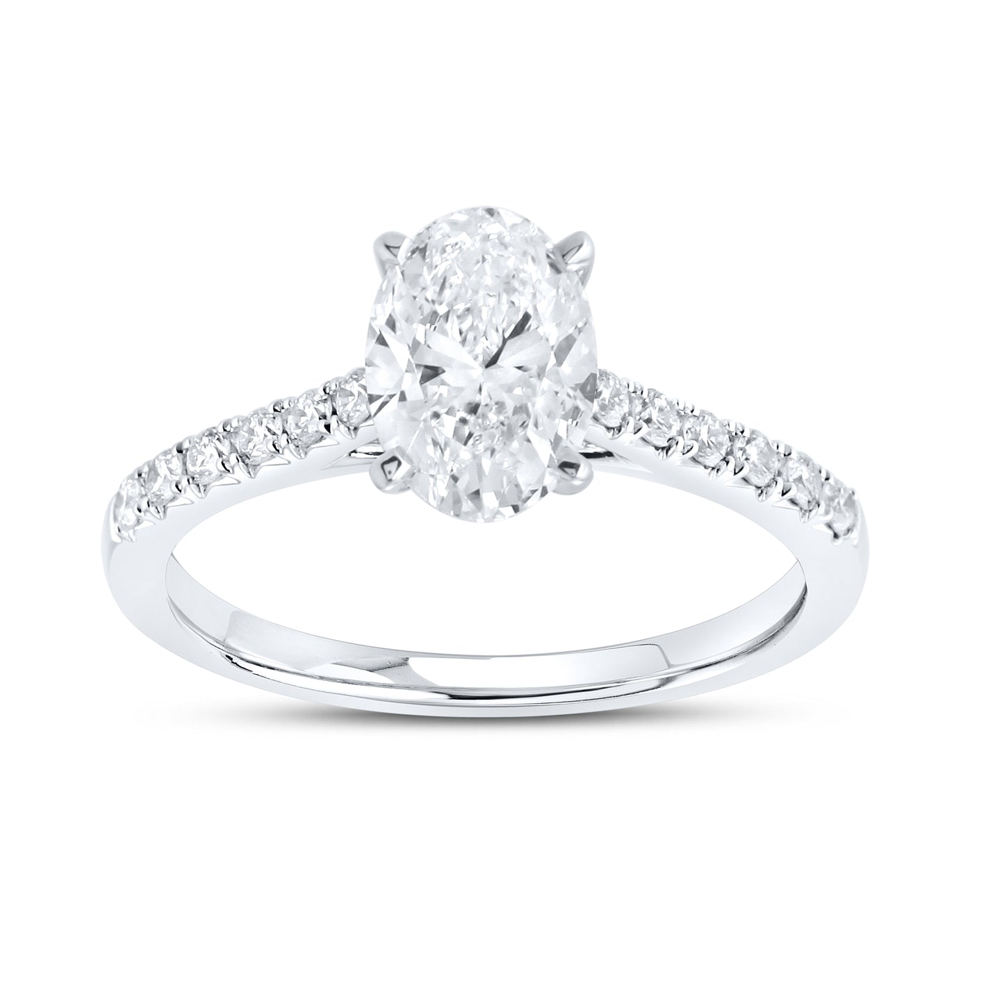 14kt White Gold 1.50 CTW Oval Lab Diamond Ring
