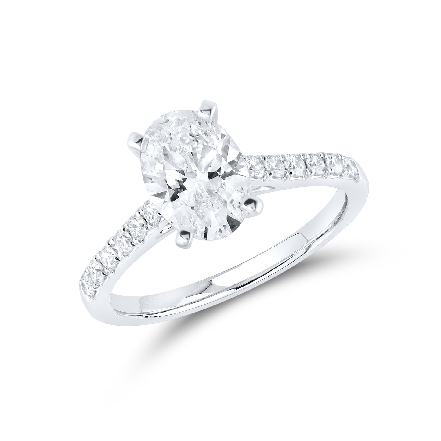 14kt White Gold 2 CTW Oval Lab Diamond Ring