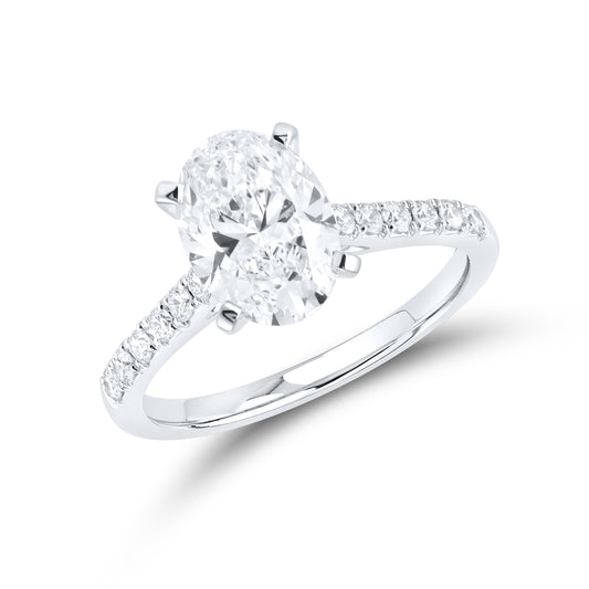 14kt White Gold 2.25 CTW Oval Lab Diamond Ring