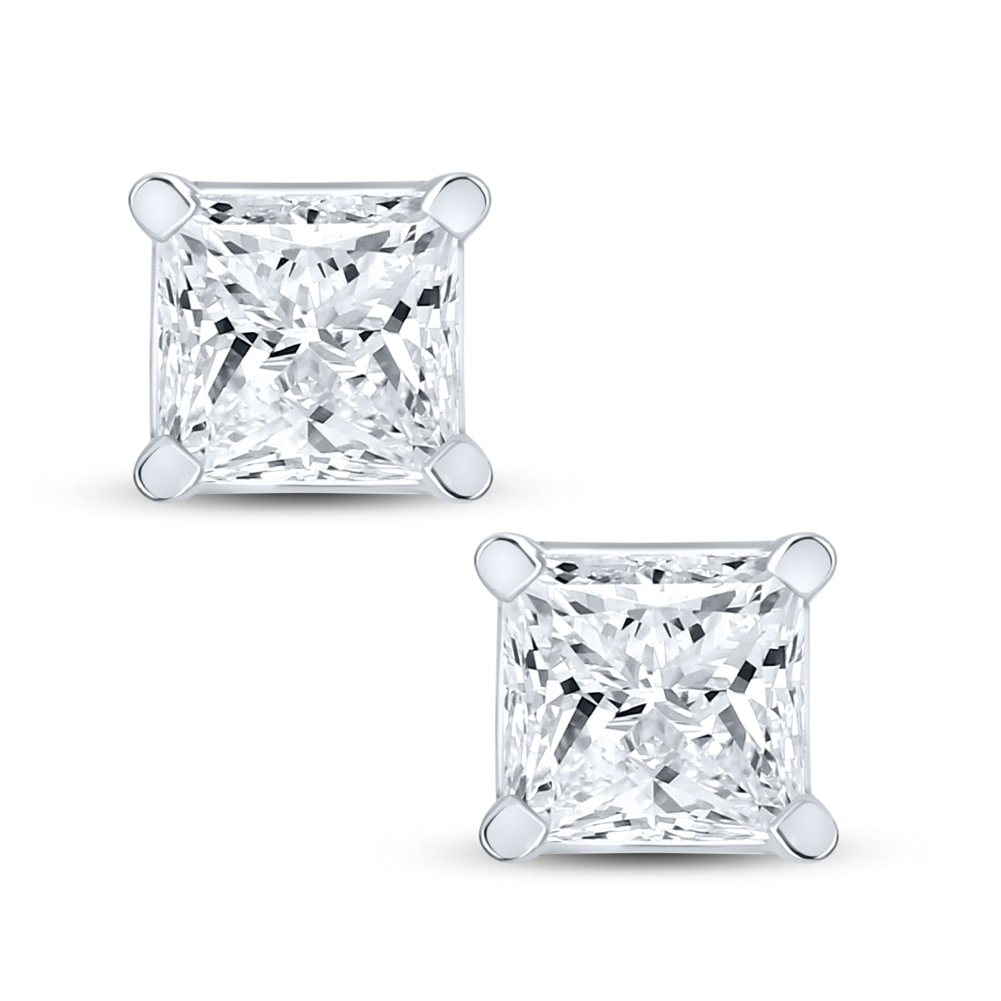14kt White Gold 1 CTW Square Lab Diamond Earrings