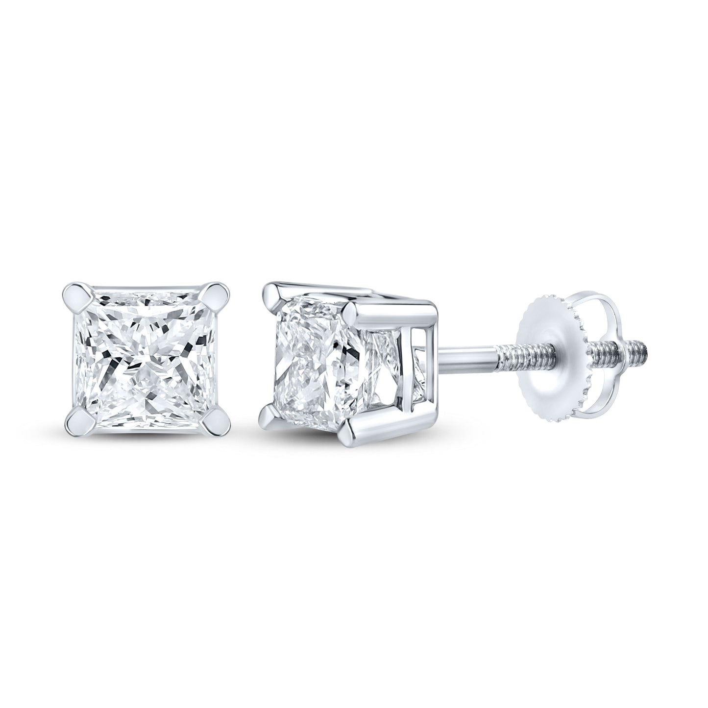 14kt White Gold 1 CTW Square Lab Diamond Earrings