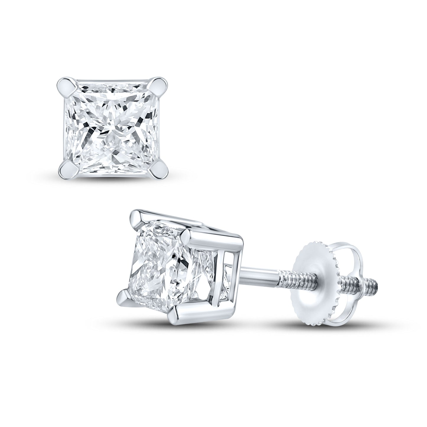 14kt White Gold 1 CTW Square Lab Diamond Earrings