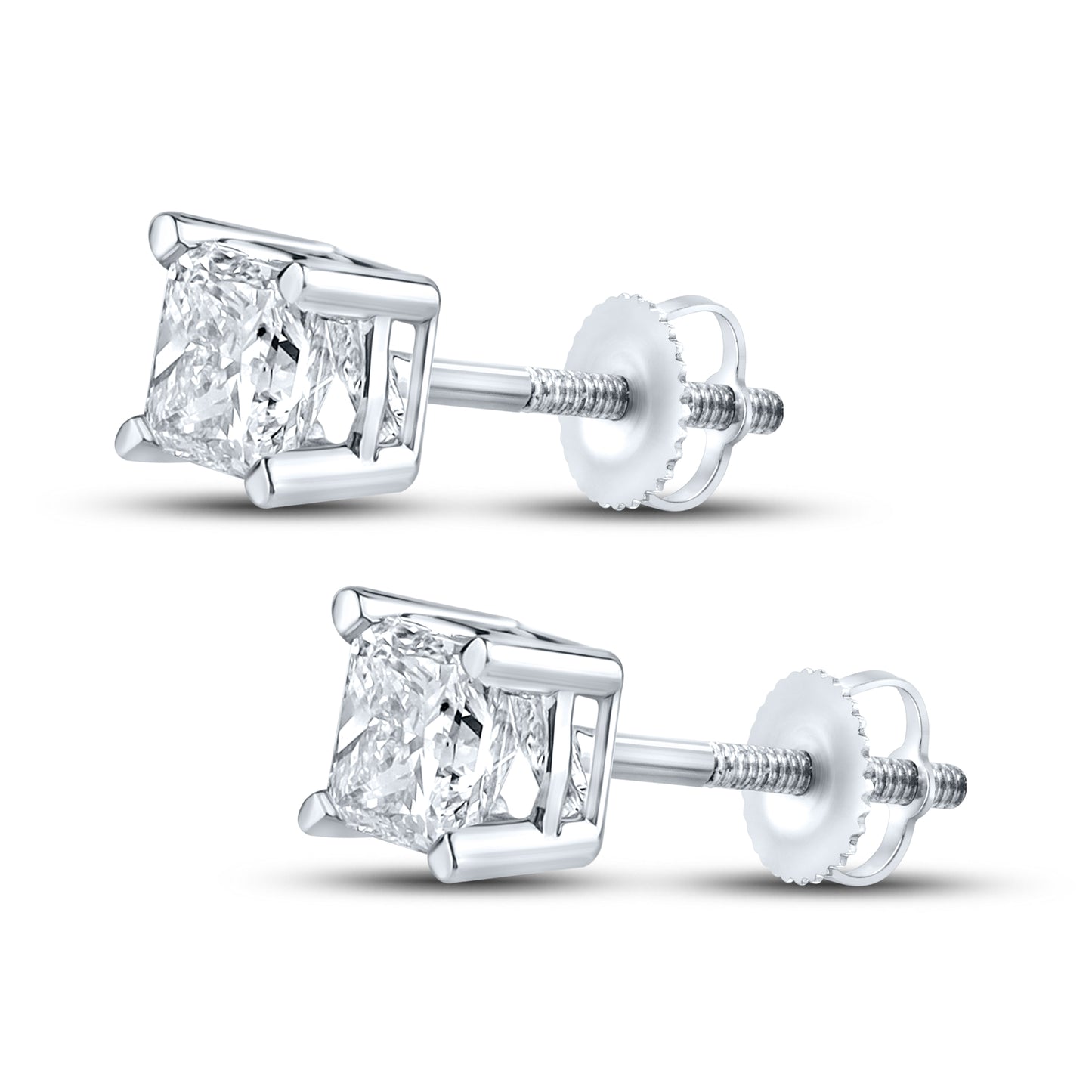 14kt White Gold 1 CTW Square Lab Diamond Earrings
