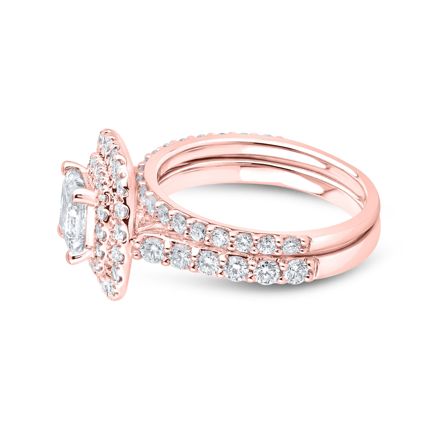 14kt Rose Gold 2.3 CTW Square Princess Lab Diamond  Engagement Bridal Ring