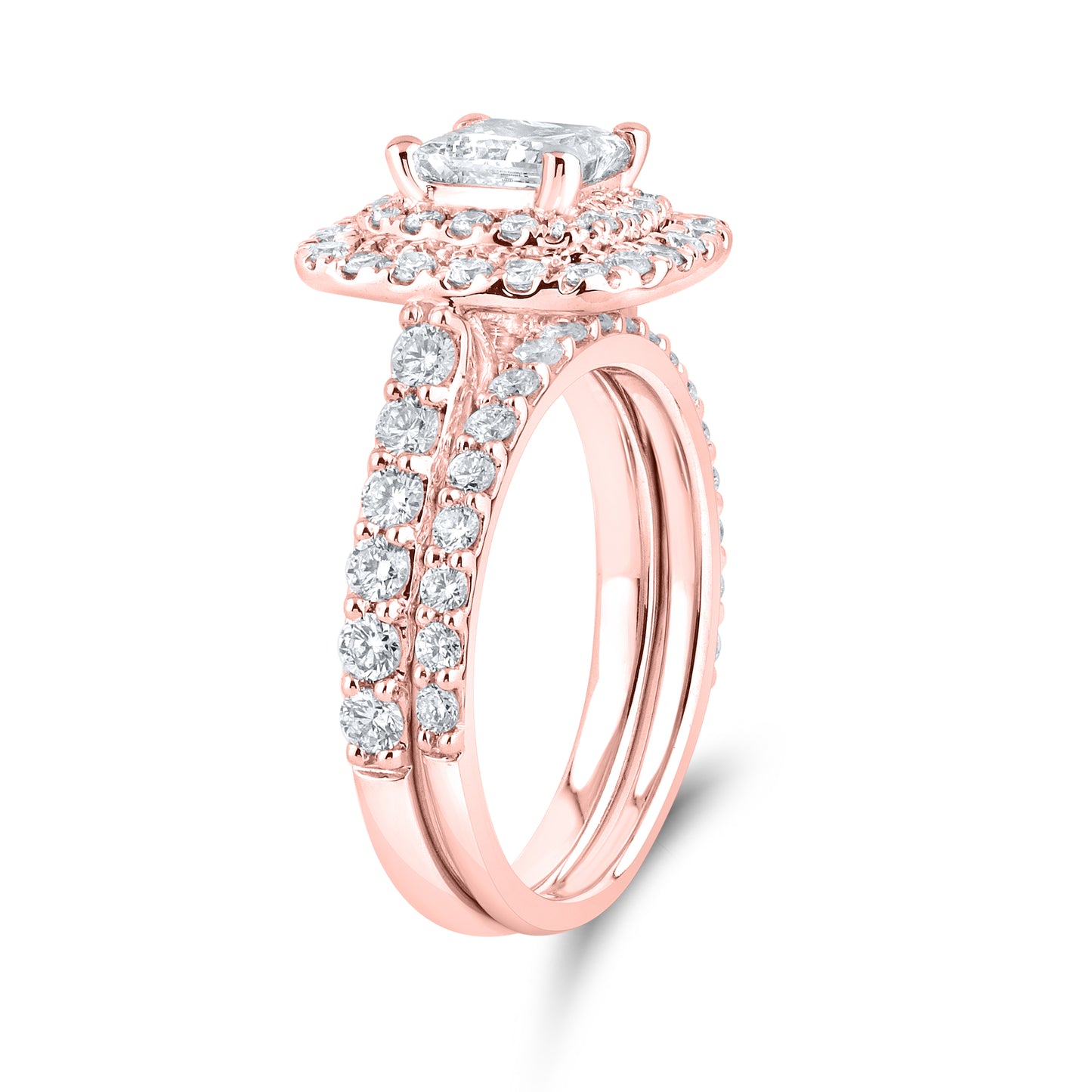 14kt Rose Gold 2.3 CTW Square Princess Lab Diamond  Engagement Bridal Ring