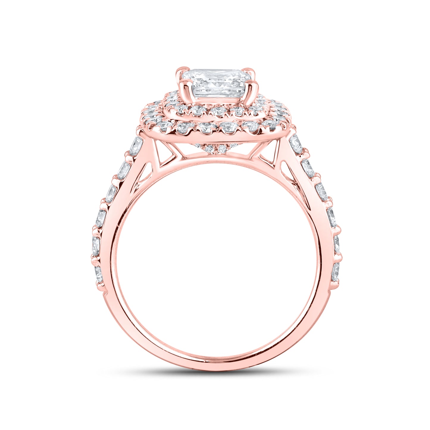 14kt Rose Gold 2.3 CTW Square Princess Lab Diamond  Engagement Bridal Ring