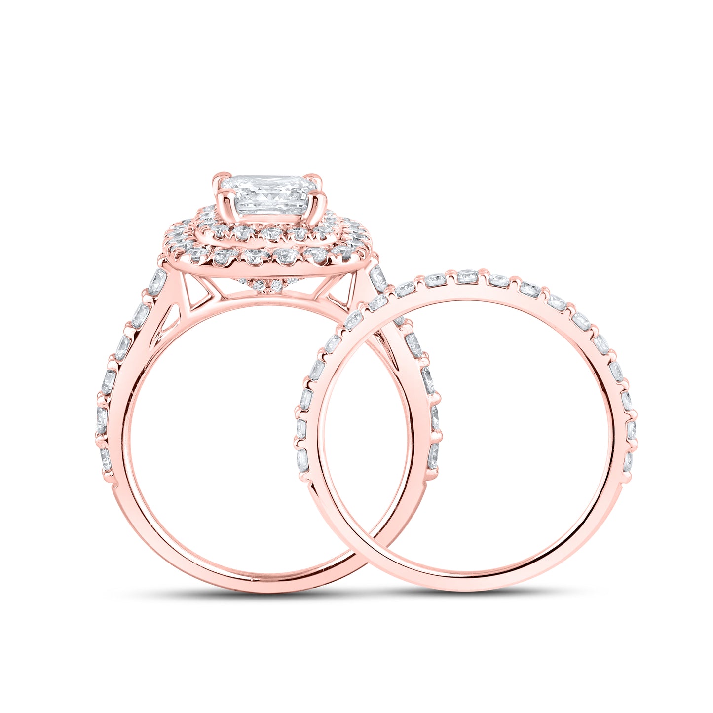 14kt Rose Gold 2.3 CTW Square Princess Lab Diamond  Engagement Bridal Ring