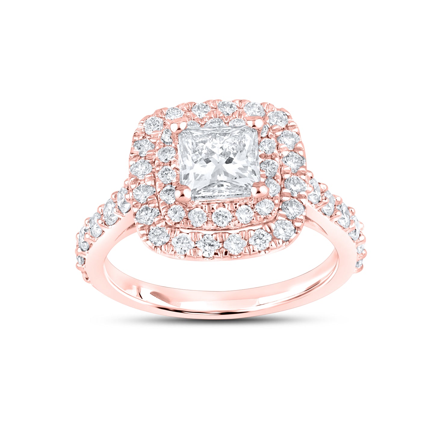 14kt Rose Gold 2.3 CTW Square Princess Lab Diamond  Engagement Bridal Ring