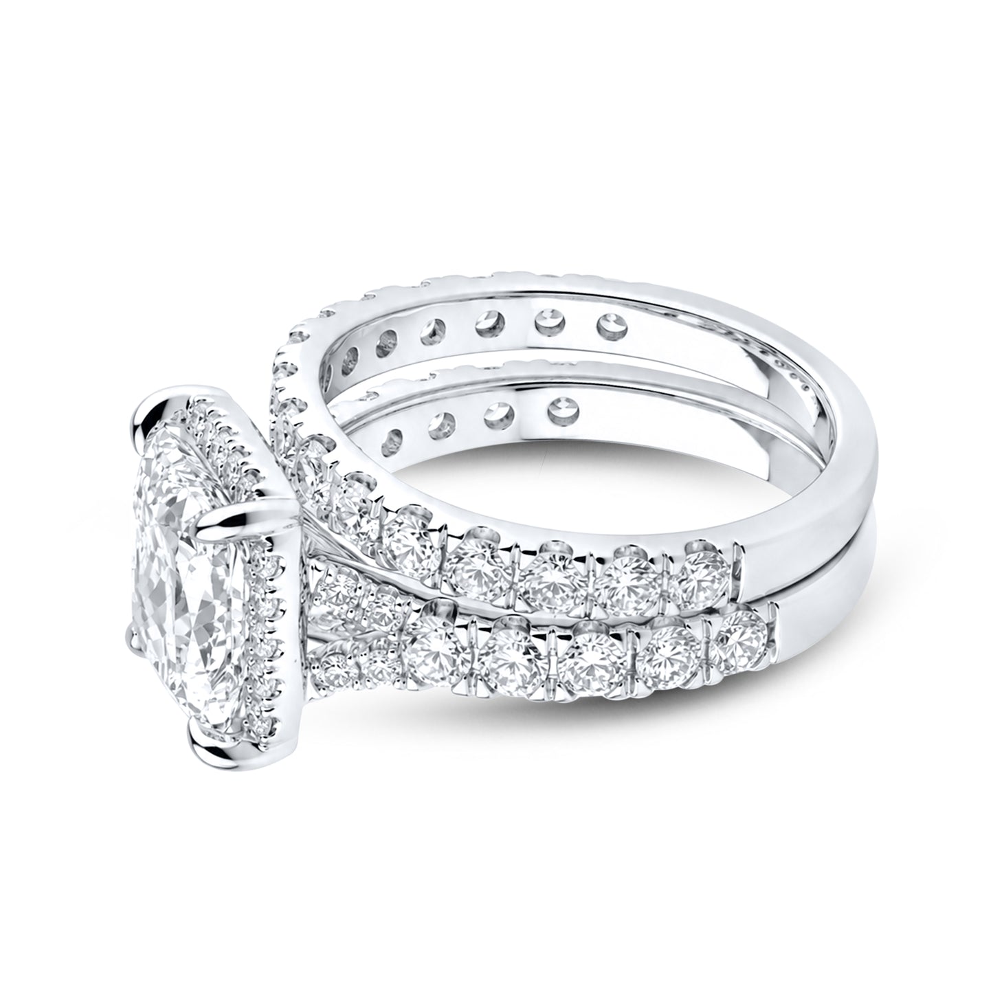 14kt White Gold 4.60 CTW Square Lab Diamond Ring