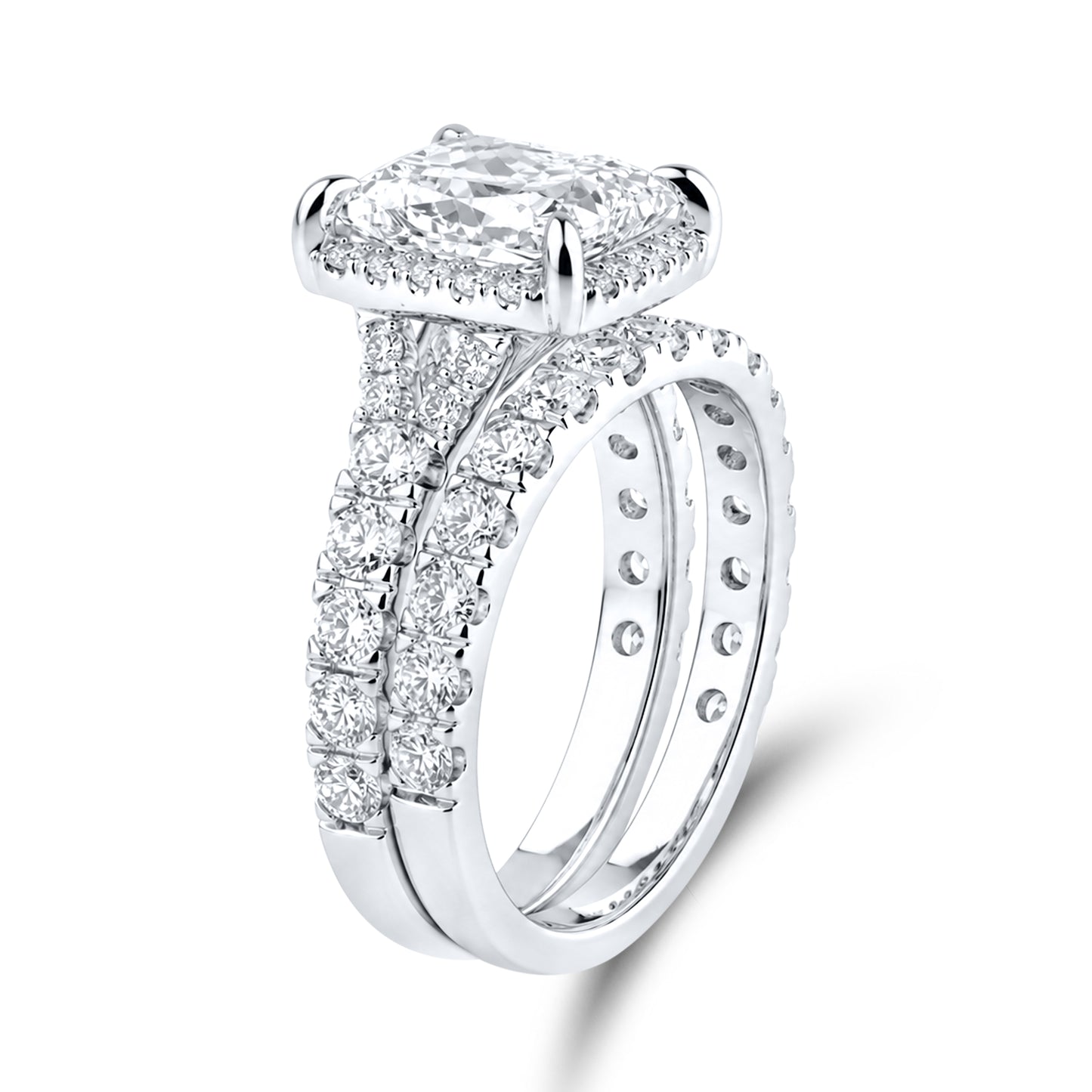 14kt White Gold 4.60 CTW Square Lab Diamond Ring