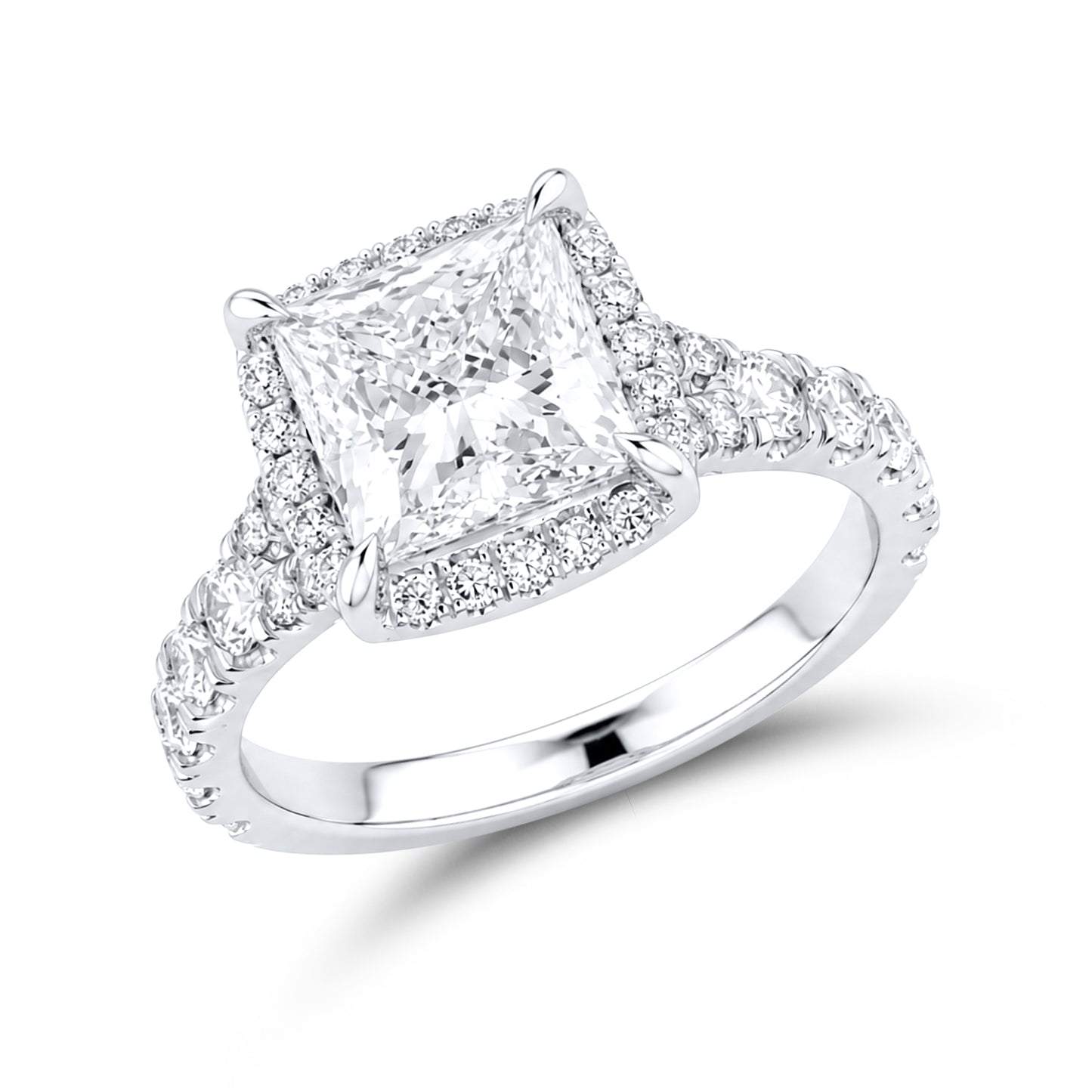 14kt White Gold 4.60 CTW Square Lab Diamond Ring