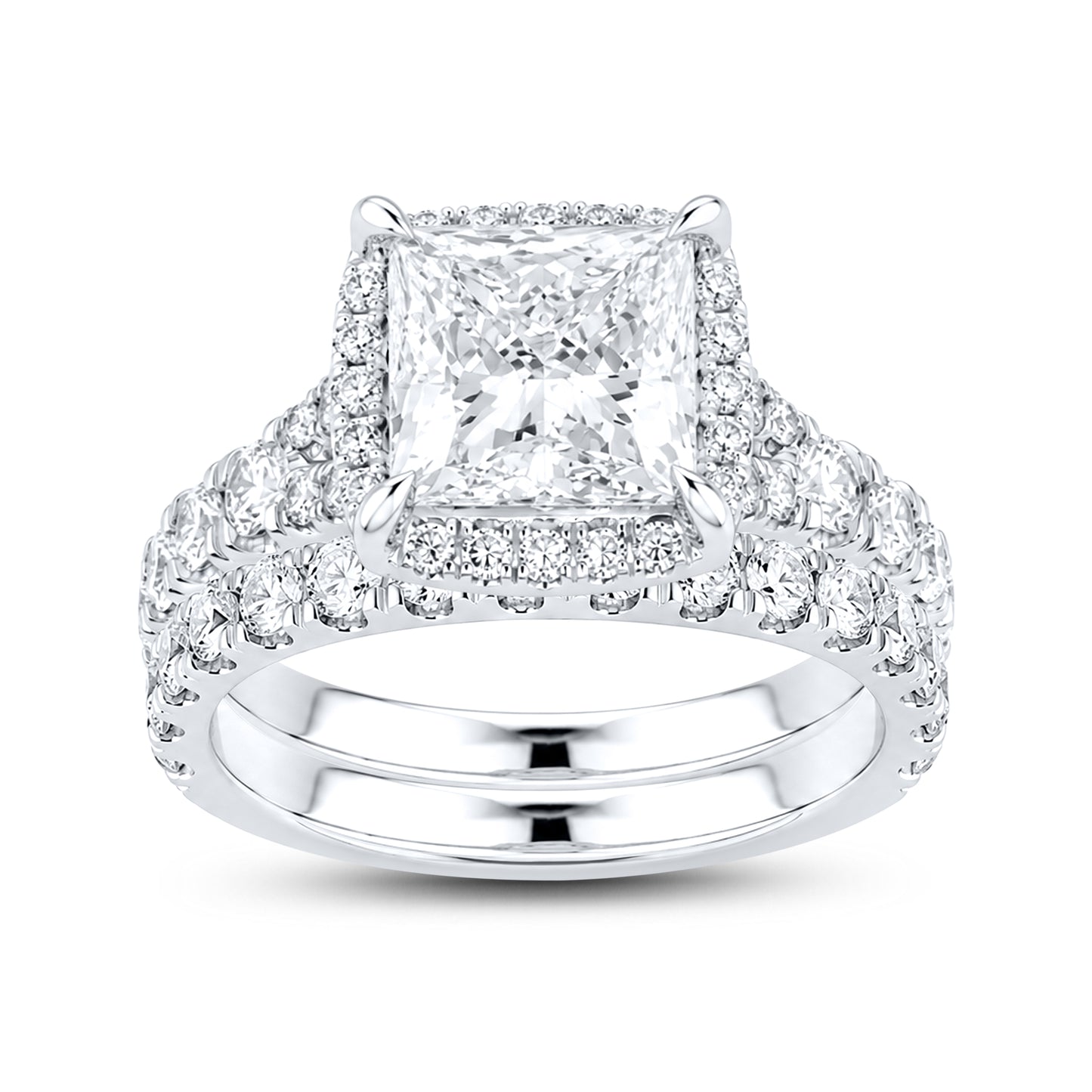 14kt White Gold 4.60 CTW Square Lab Diamond Ring