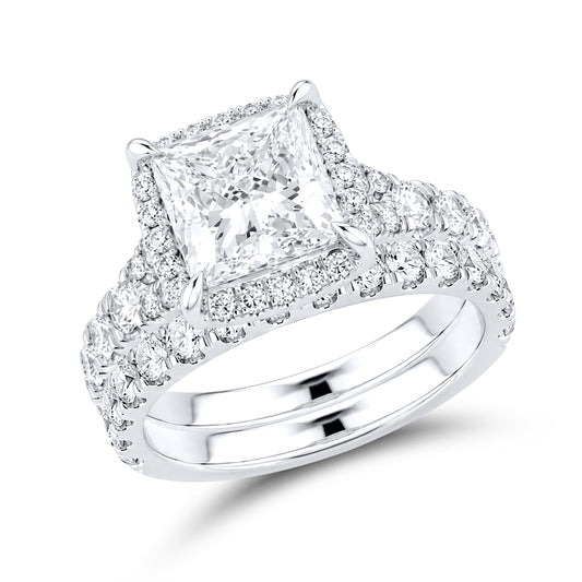 14kt White Gold 4.60 CTW Square Lab Diamond Ring