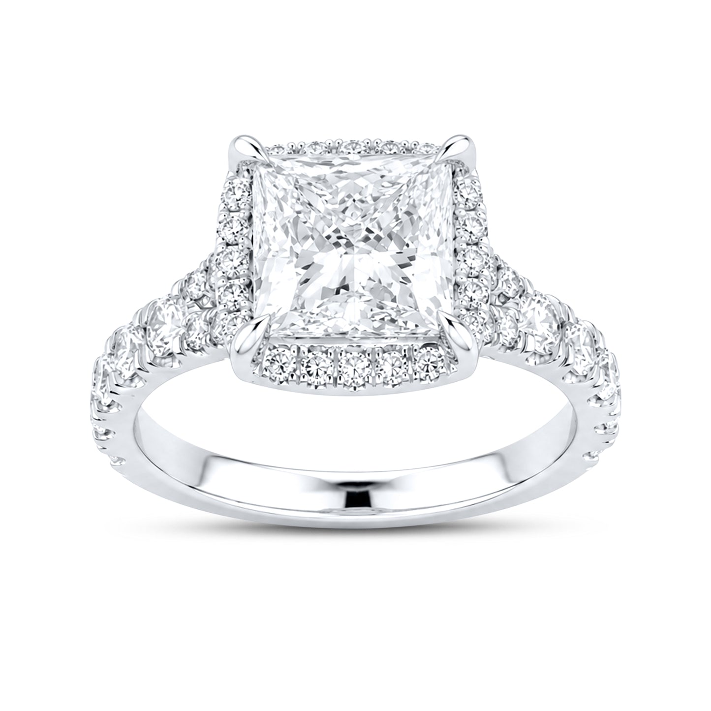 14kt White Gold 4.60 CTW Square Lab Diamond Ring