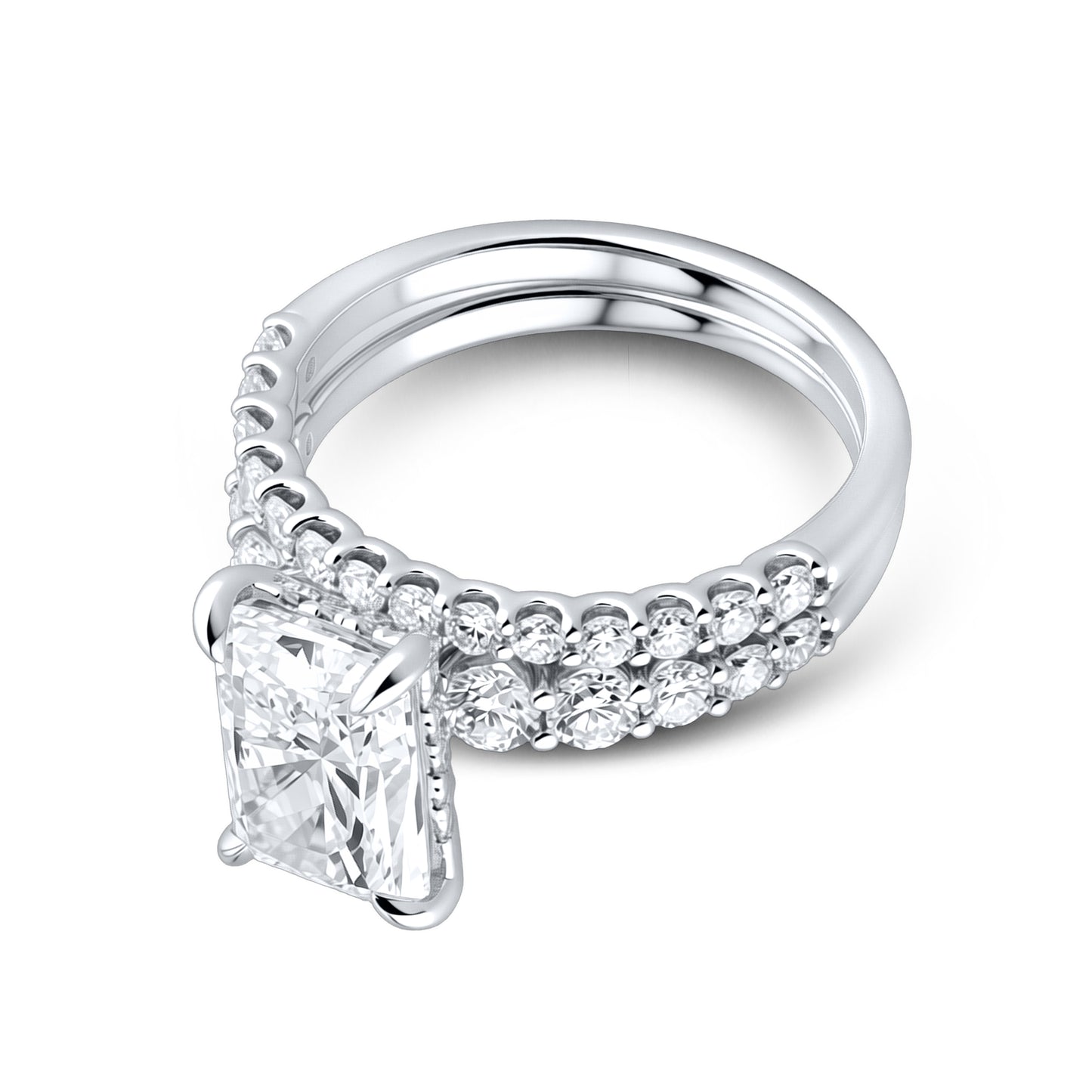 14kT White Gold 4.12 CTW Radiant Lab Diamond Ring