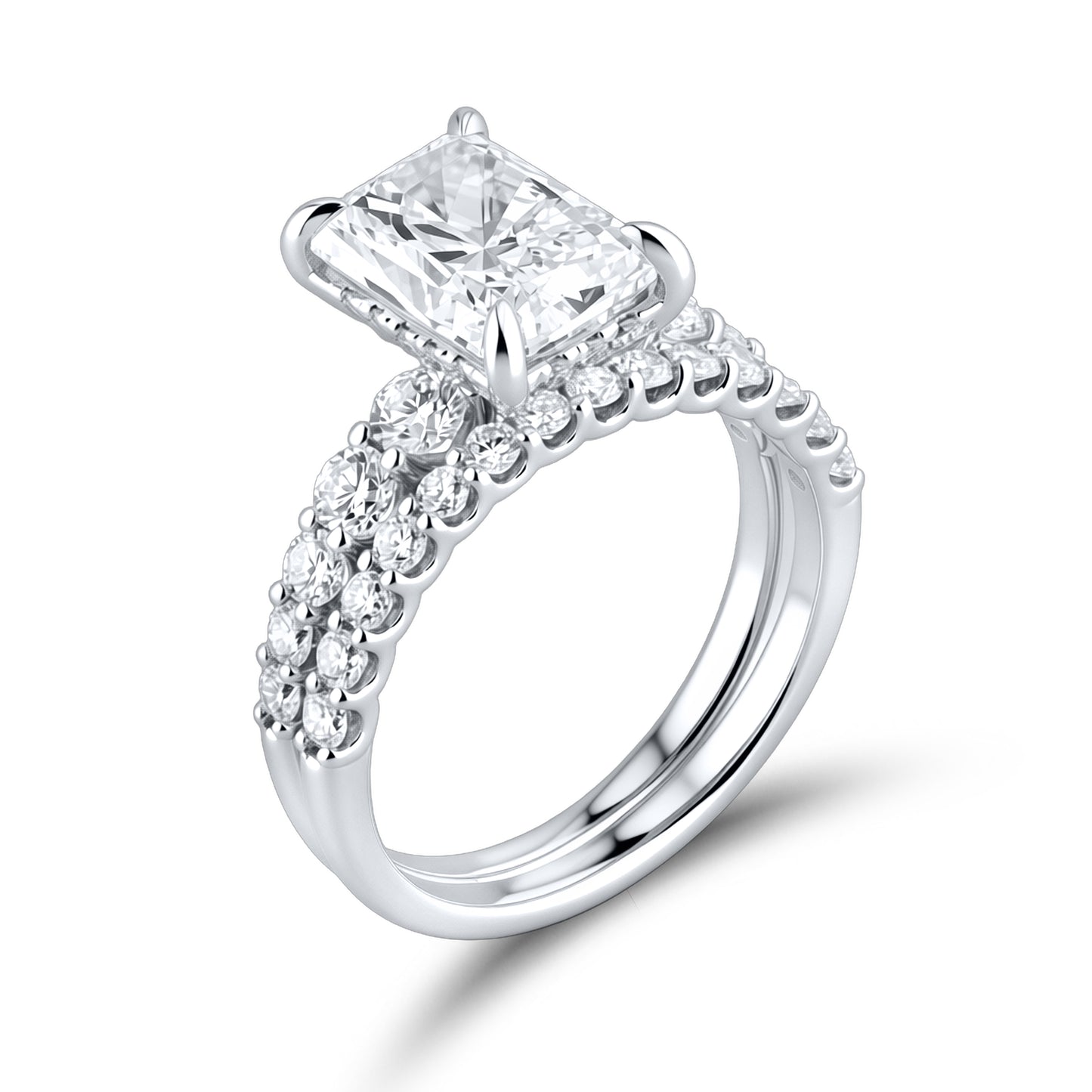 14kT White Gold 4.12 CTW Radiant Lab Diamond Ring