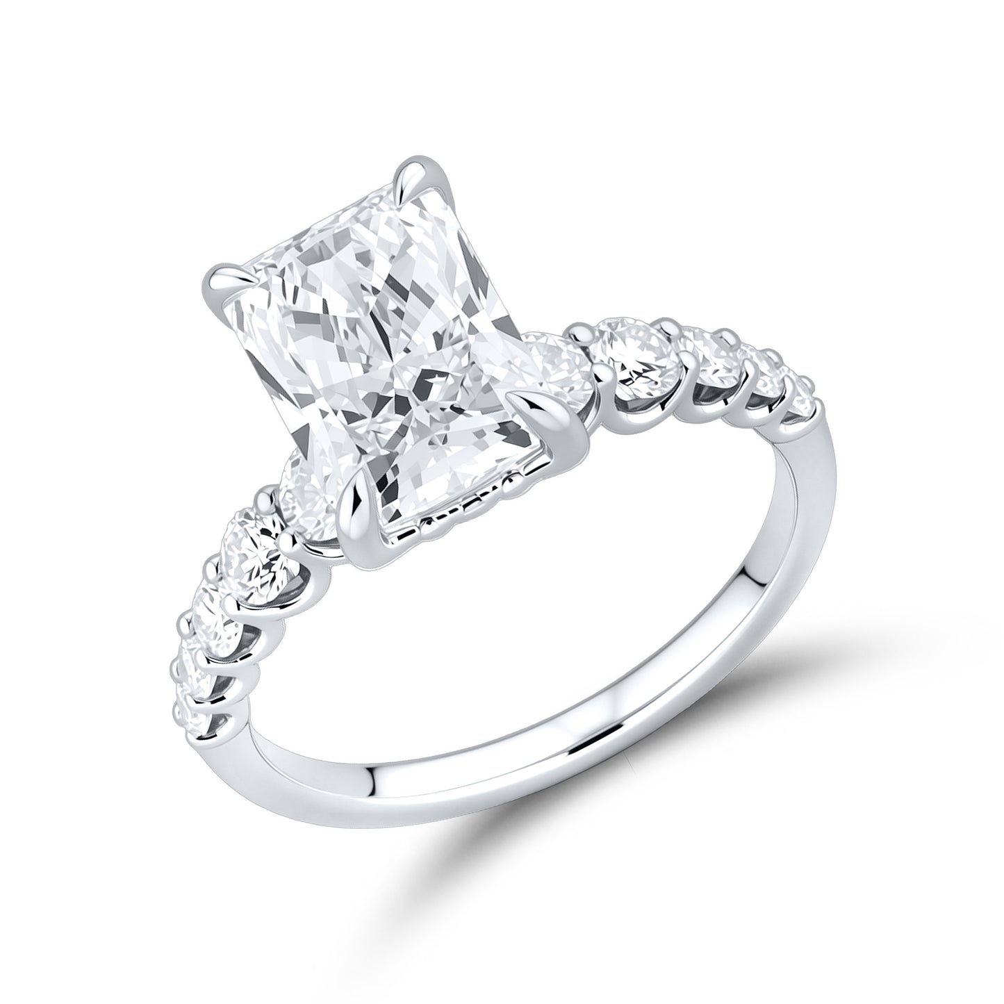 14kT White Gold 4.12 CTW Radiant Lab Diamond Ring