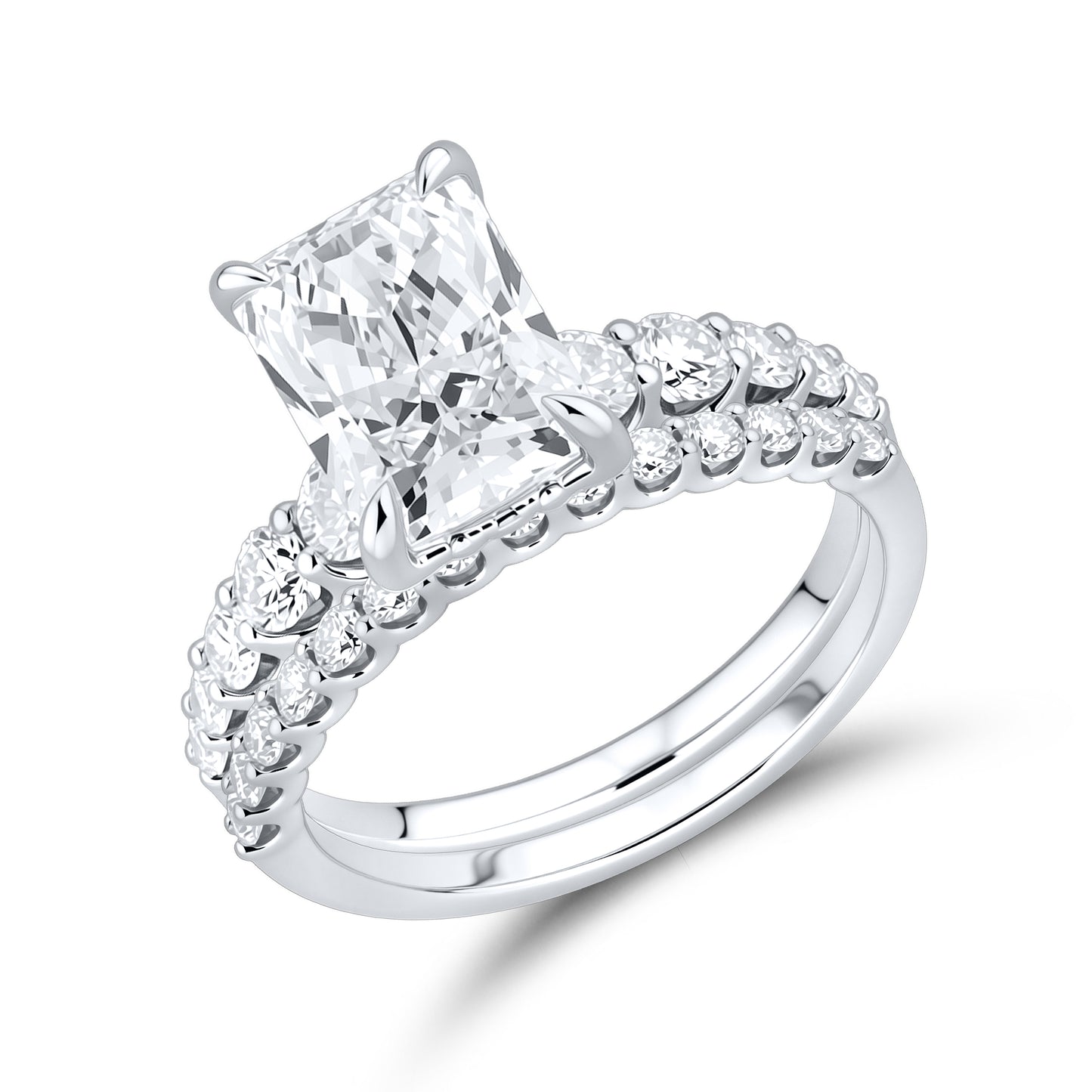 14kT White Gold 4.12 CTW Radiant Lab Diamond Ring